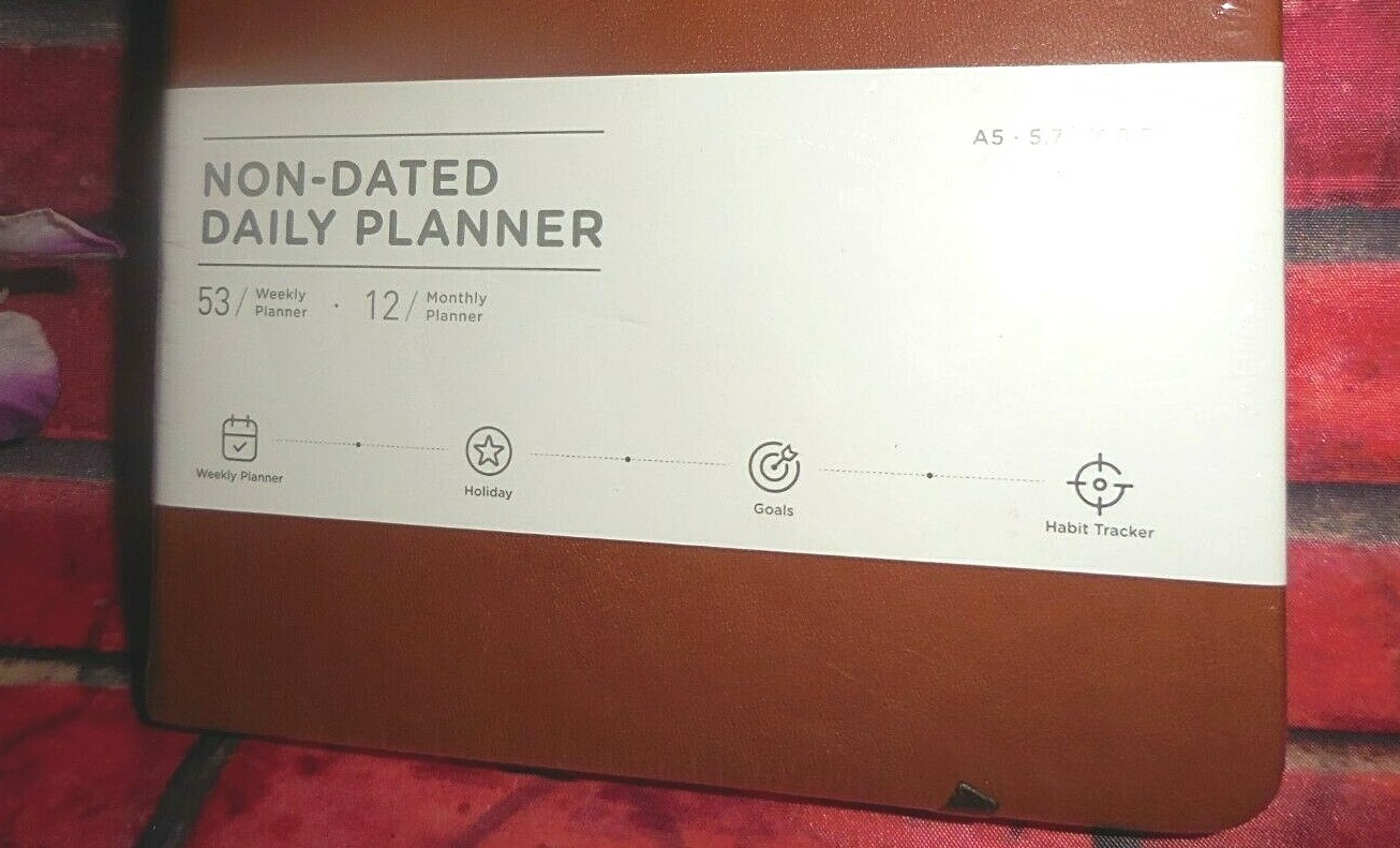A5 ~ AHG ~ NON DATED DAILY PLANNER ~ BROWN 5.7″ X 8.5″ ~ 100 GSM MONTHLY GOALS