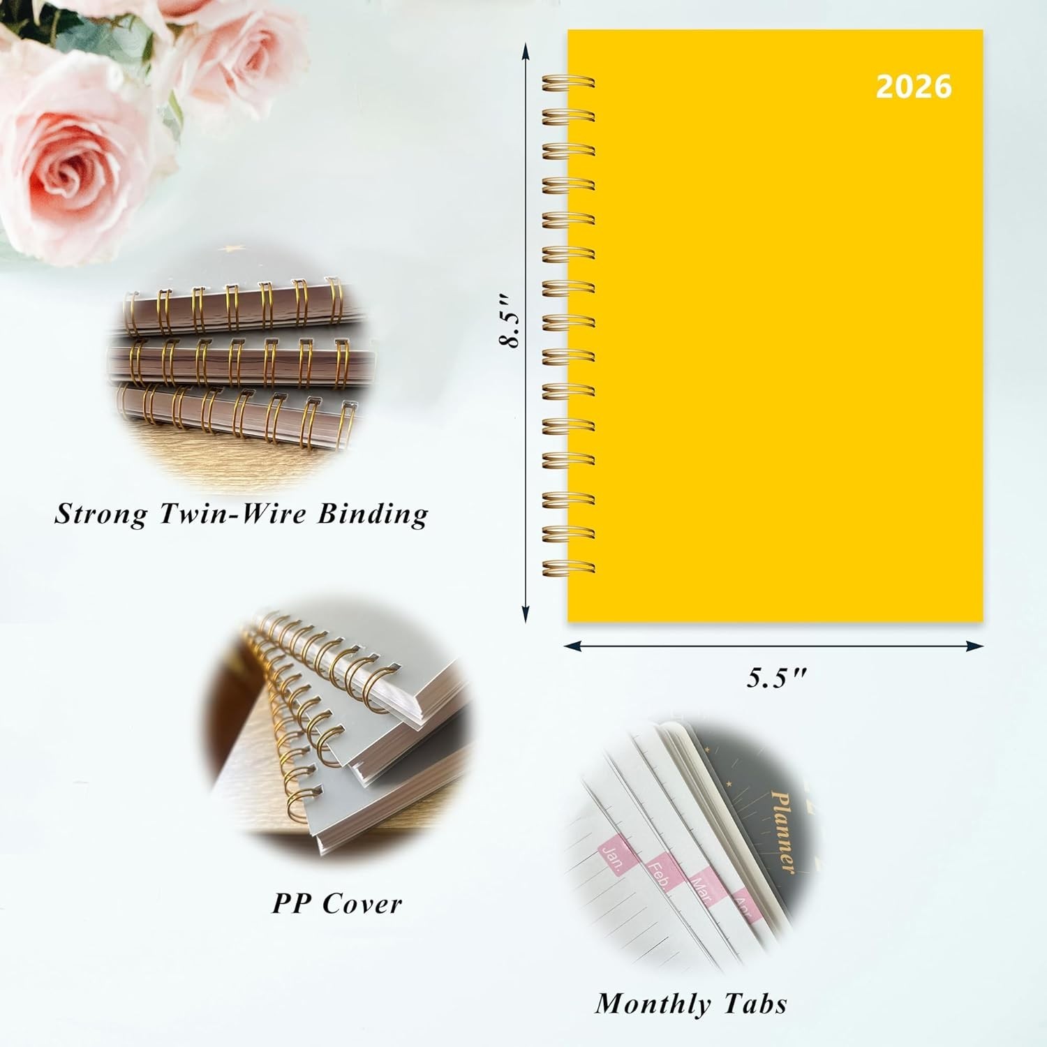Elegant 2026 Daily, Weekly & Monthly Planner – Perfect for Students & Teachers