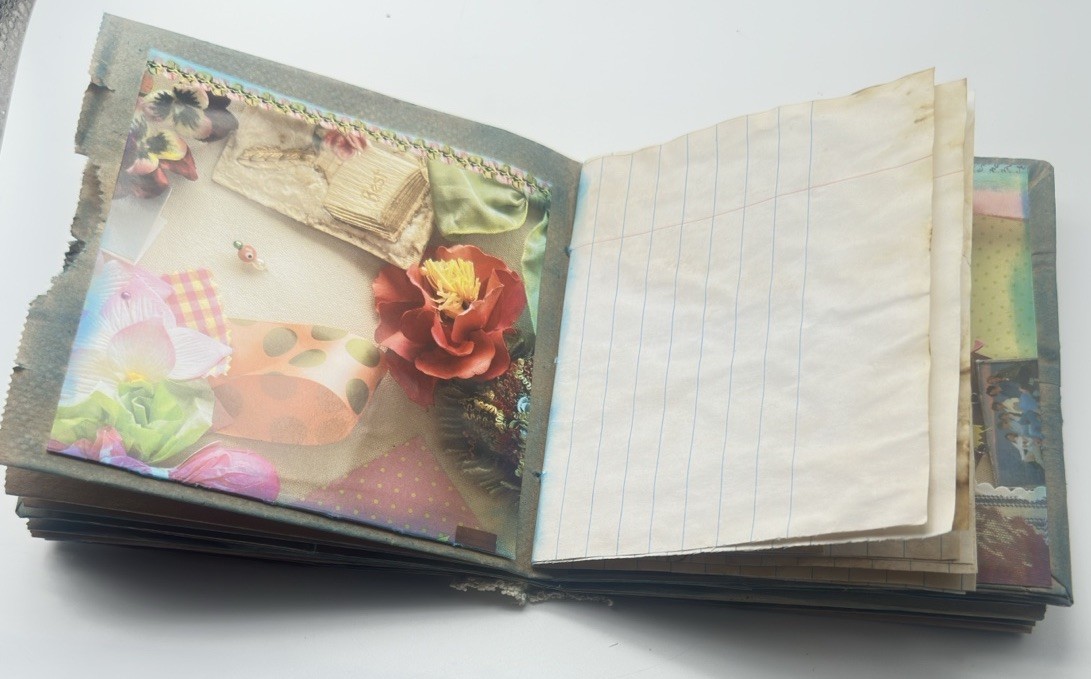Hand Made Junk Journal 6×5 Inches Memories Themed Medium Is Brown Paper Bags