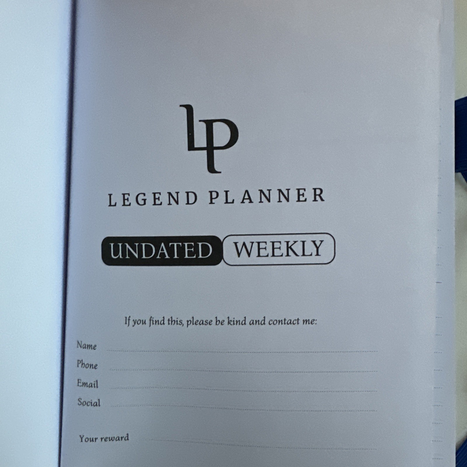 Legend Planner Undated Weekly (Blue – Gold Foil) Unused
