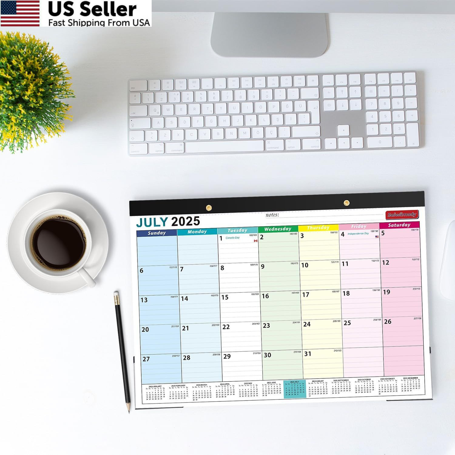 2026 Calendar with Stickers and Clear Waterproof Cover 17 x 12 inch, Colorful
