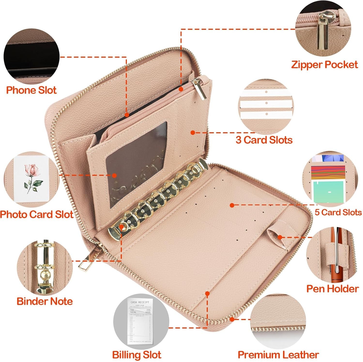 A7 Leather Budget Binder, Cash Envelopes System Budgeting Wallet, Money Organize
