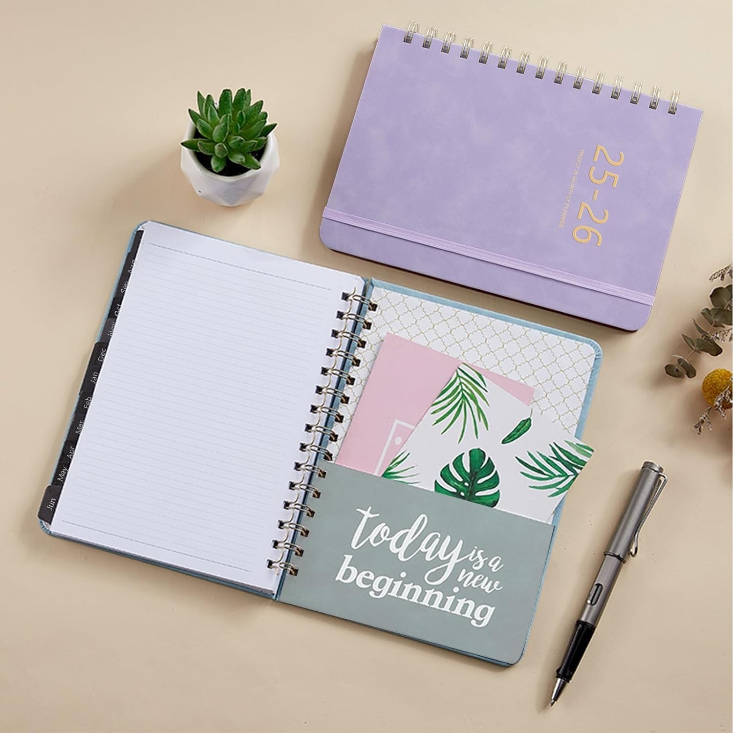 Academic Planner 2025-2026 Purple Faux Leather Weekly Monthly 6.4×8.5