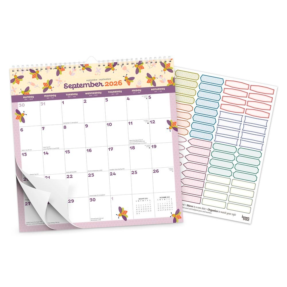 Busy Bees | 2026 12×12″ (Hanging) Monthly Square Wire-O Calendar