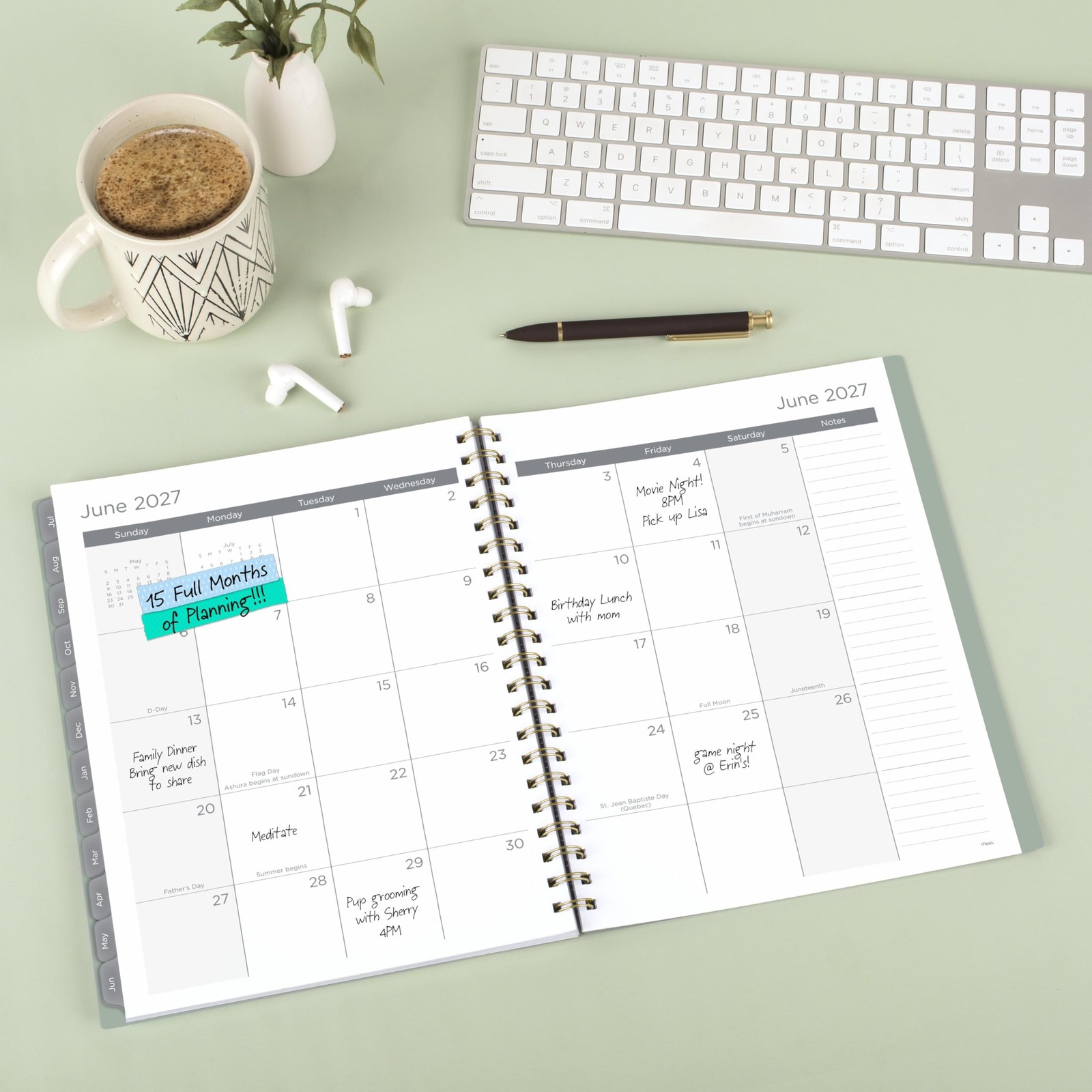 Mead Planner 2026-2027 Weekly & Monthly Academic 8.5″W x 11″H, Soft Grass