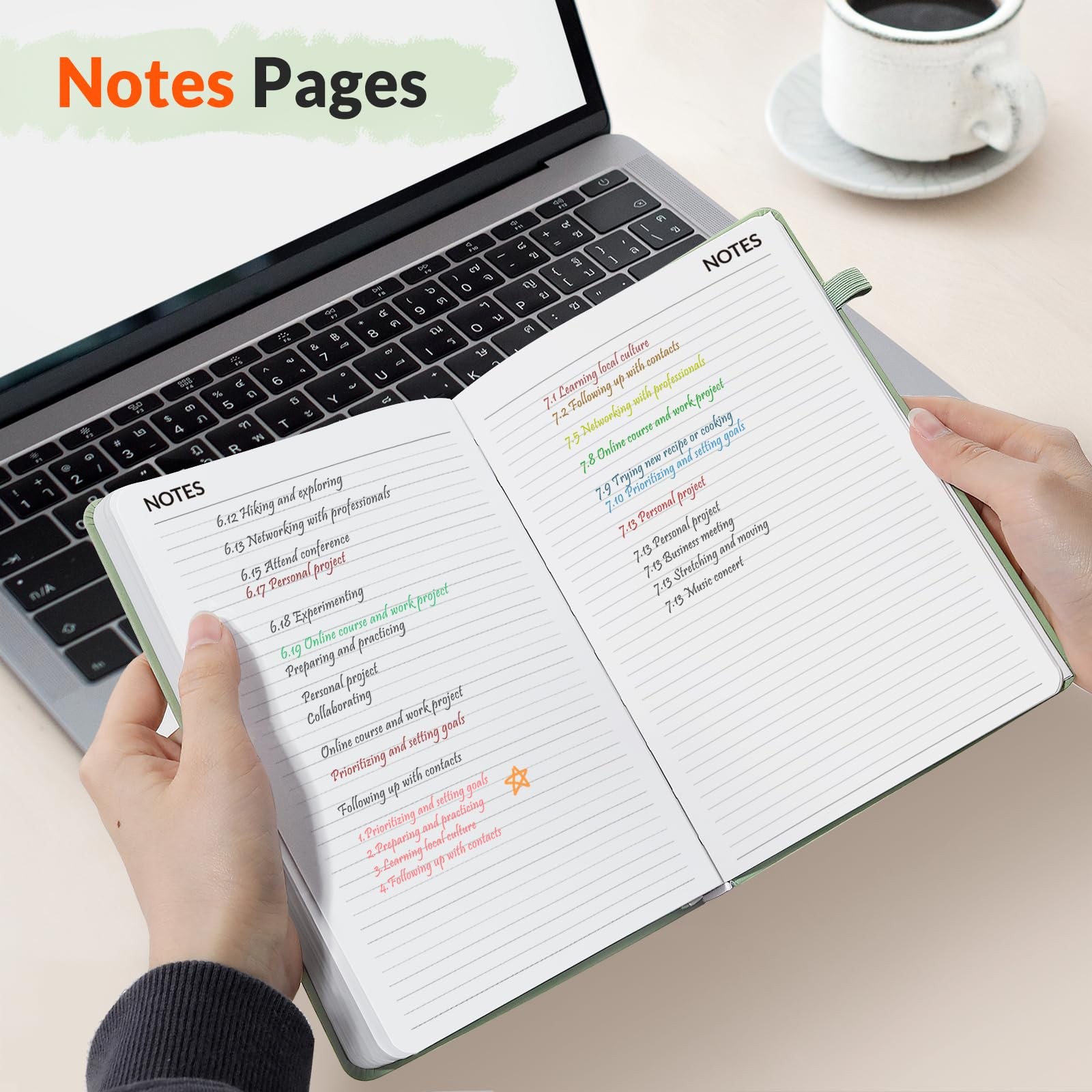 SUNEE 2026-2027 Weekly & Monthly Hardcover Planner 5.5″ 5.5″x8.3″, Grey Green