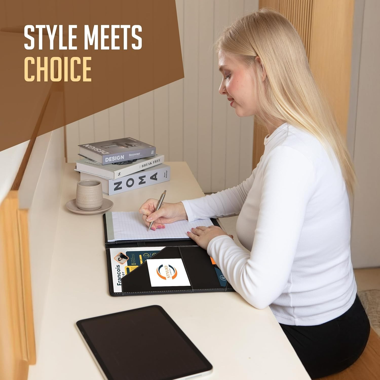Elegant Padfolio Portfolio Organizer with Letter-Sized Notepad – Faux Leather