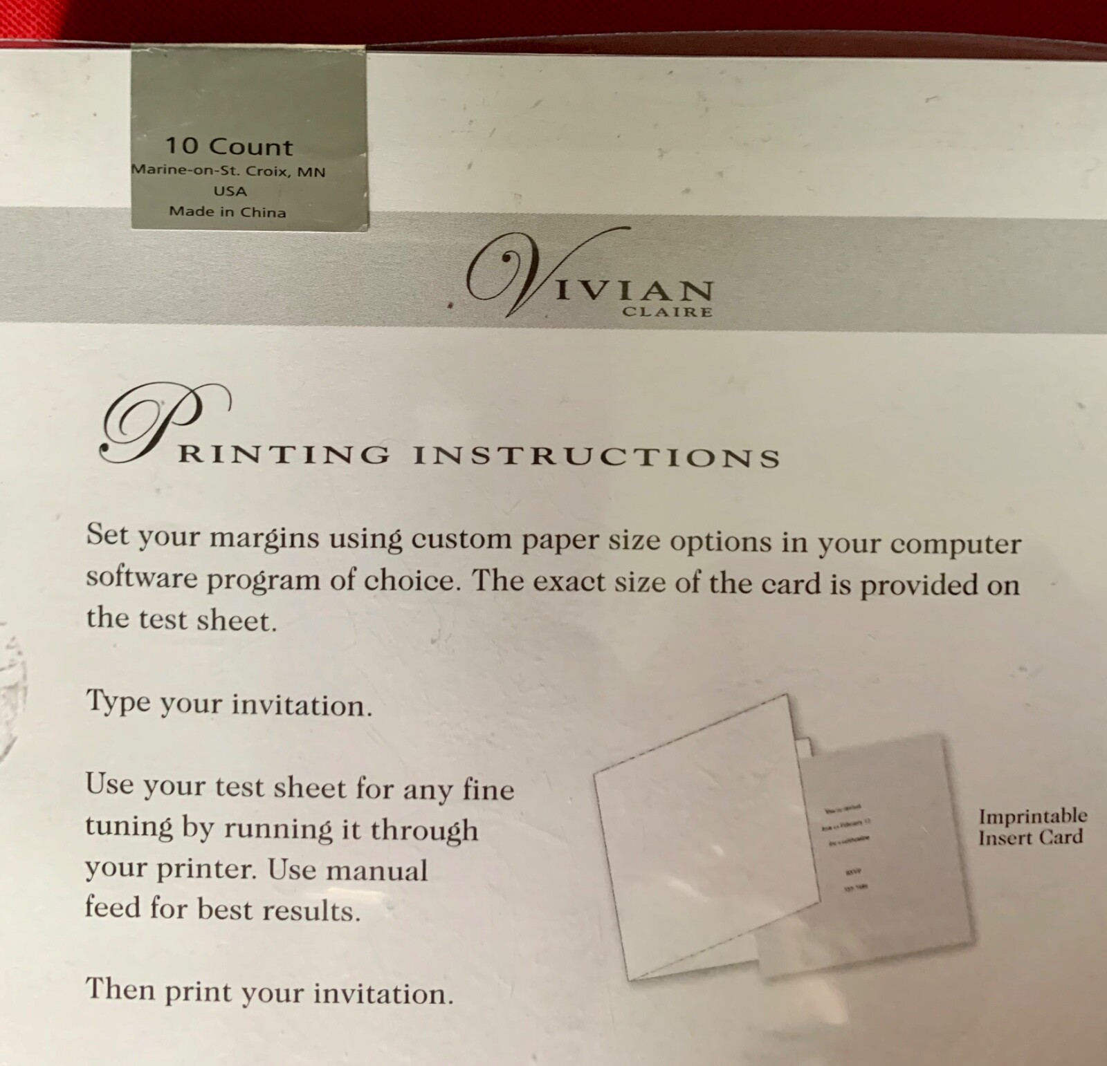 Vivian Claire Invitation Cards High Heel Shoe Raised Design 10 Count 1 Pattern