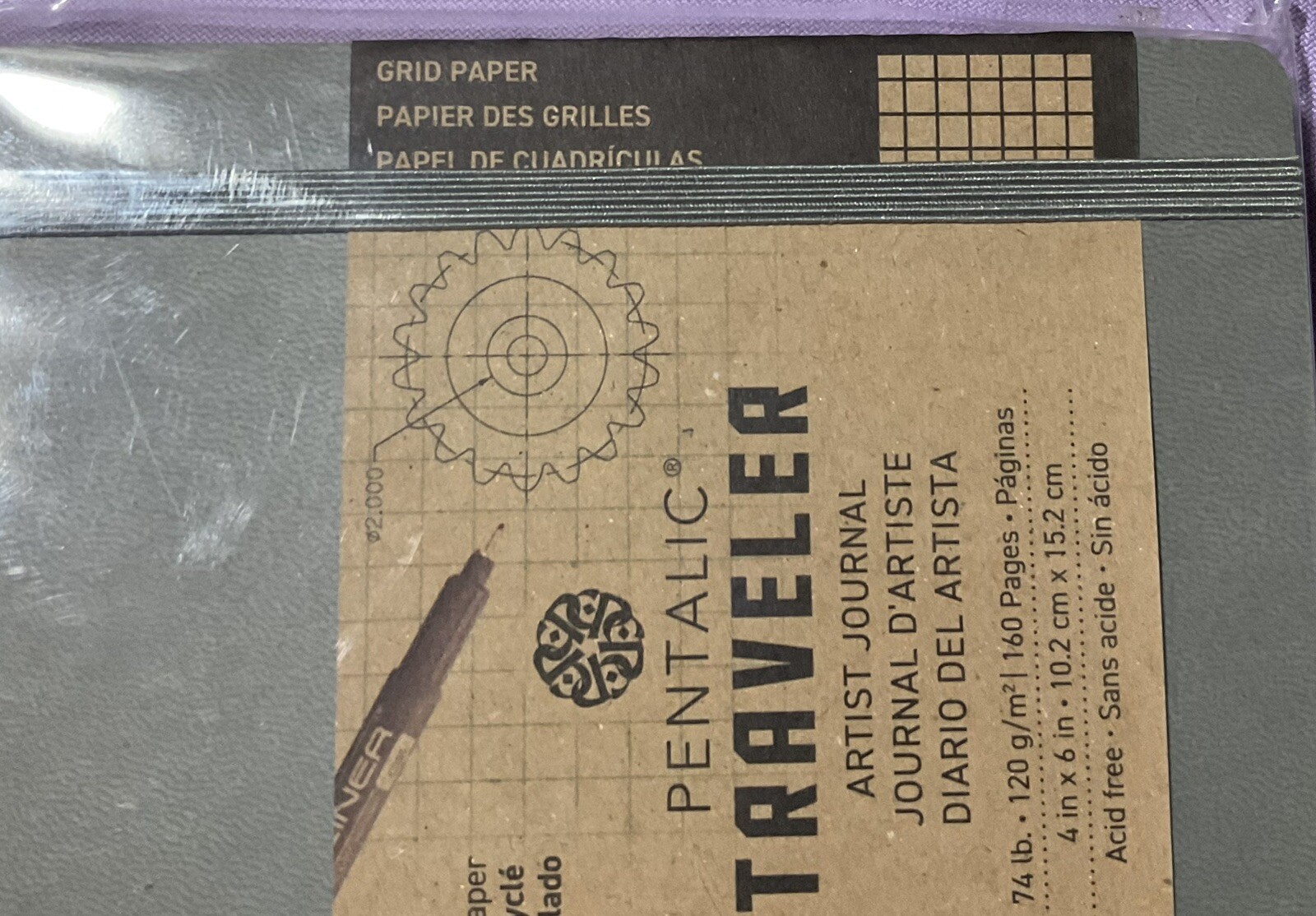 Pentalic Traveler Artist Journal Grid Paper 4” x 6” – 160 Pages – New Sealed