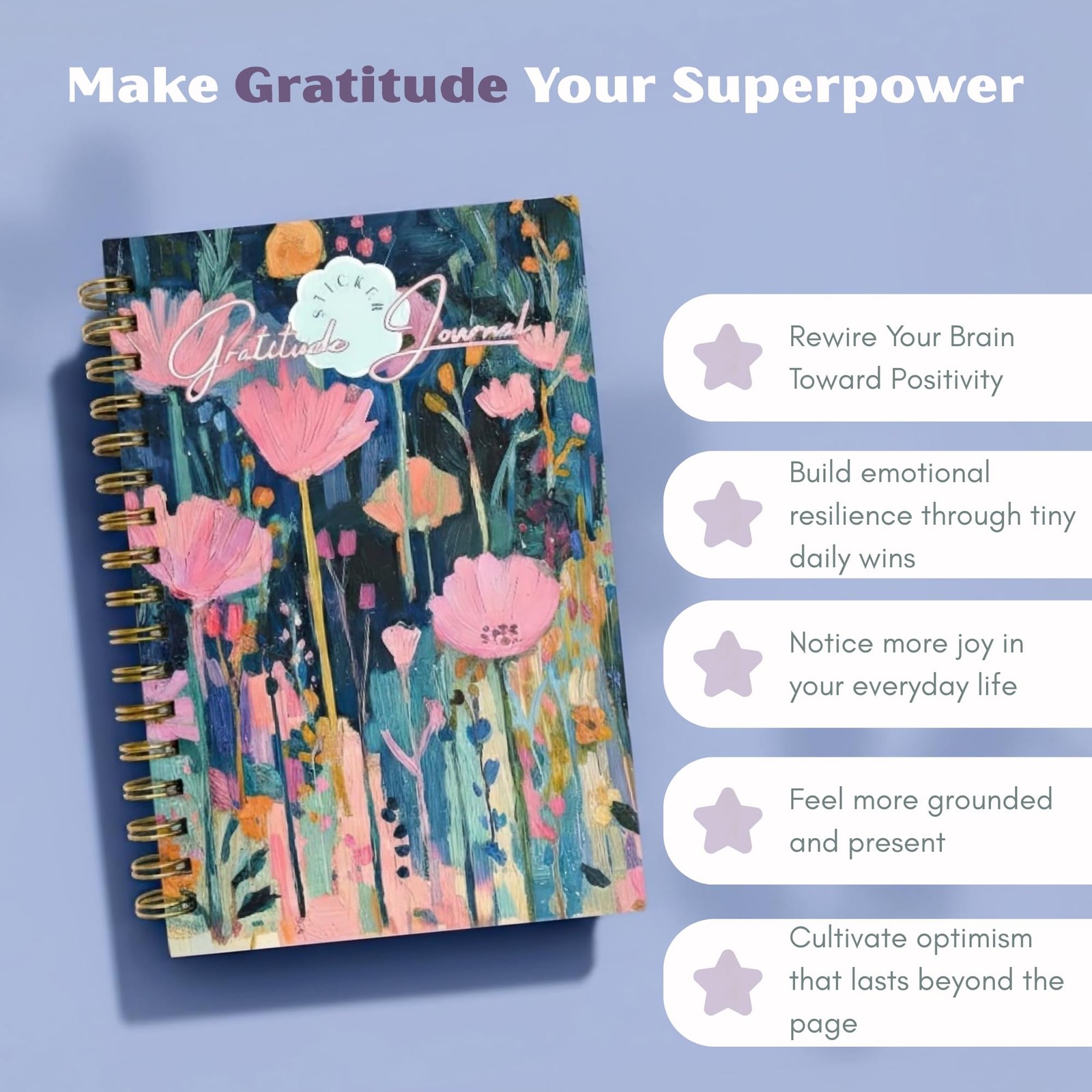 One Minute Gratitude Journal – Line a Day – 6 x 9 inches, multicolor