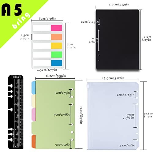 Planner Inserts 6 Rings Planner Refills Set, 60 Sheet To Do A5 Black Blank