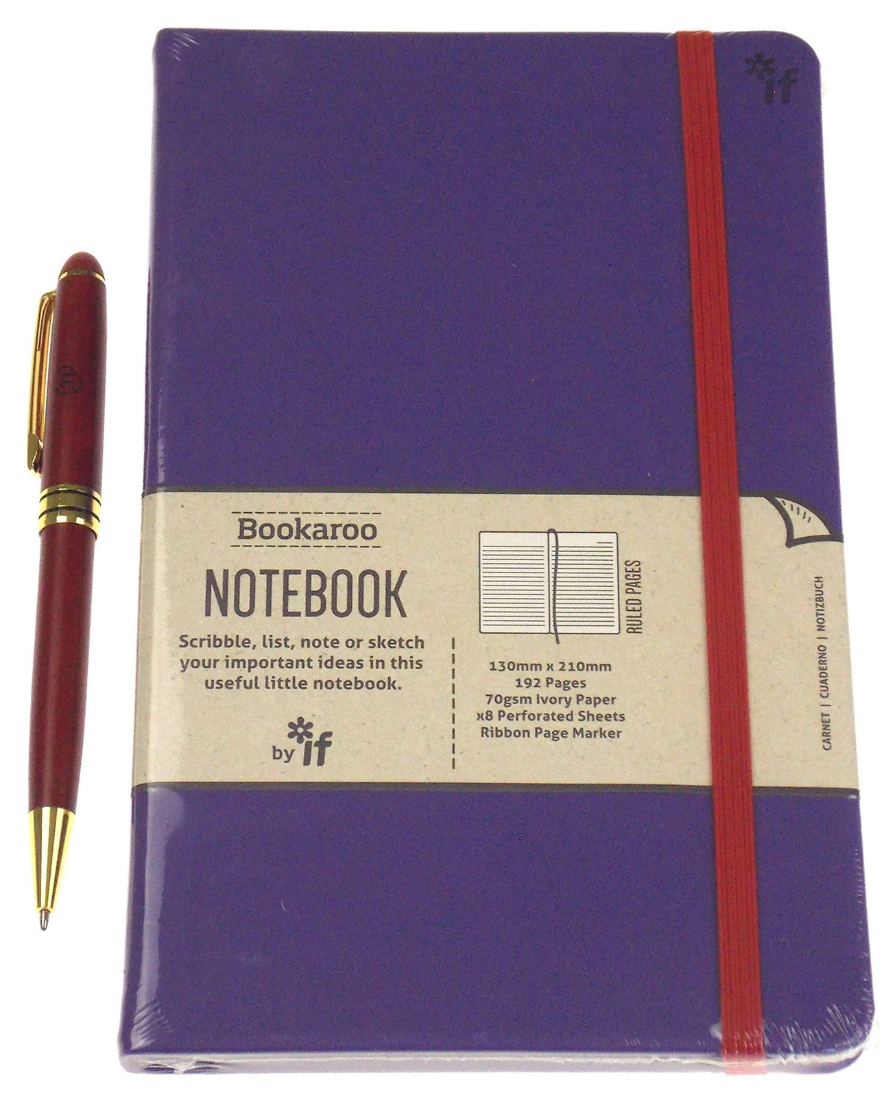 Purple Bookaroo Notebook Journal Milano Blanc Rosewood Pen Gift Lined Perforated