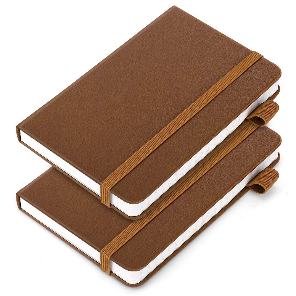 (2 Pack) Pocket Notebook Notepad,3.5″ x 5.5″ Ruled PU Leather Hardcover Small…