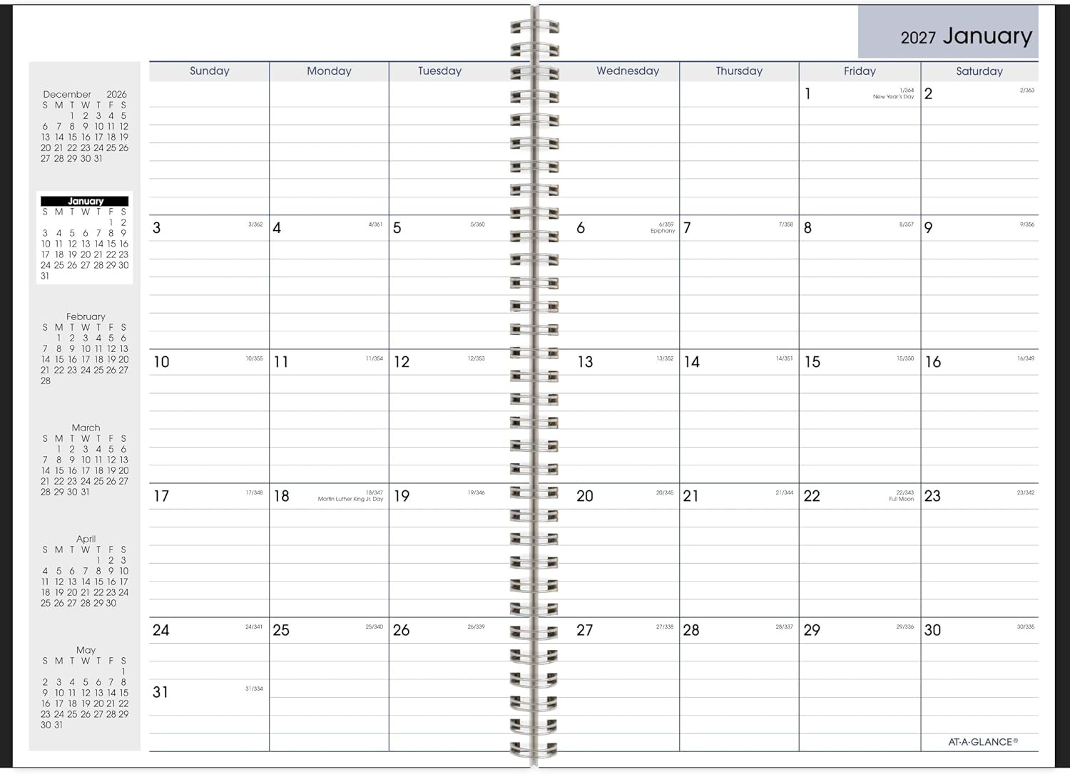 2027 Planner, Monthly, 14-Month Dec-Jan, 8″ X 12″, Dayminder, Black (SK20027)