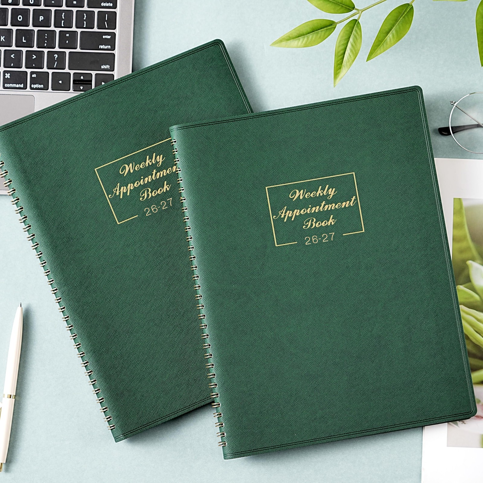 2026-2027 Weekly Appointment Book – Daily Hourly 8.5″ x 11″, Dark Green