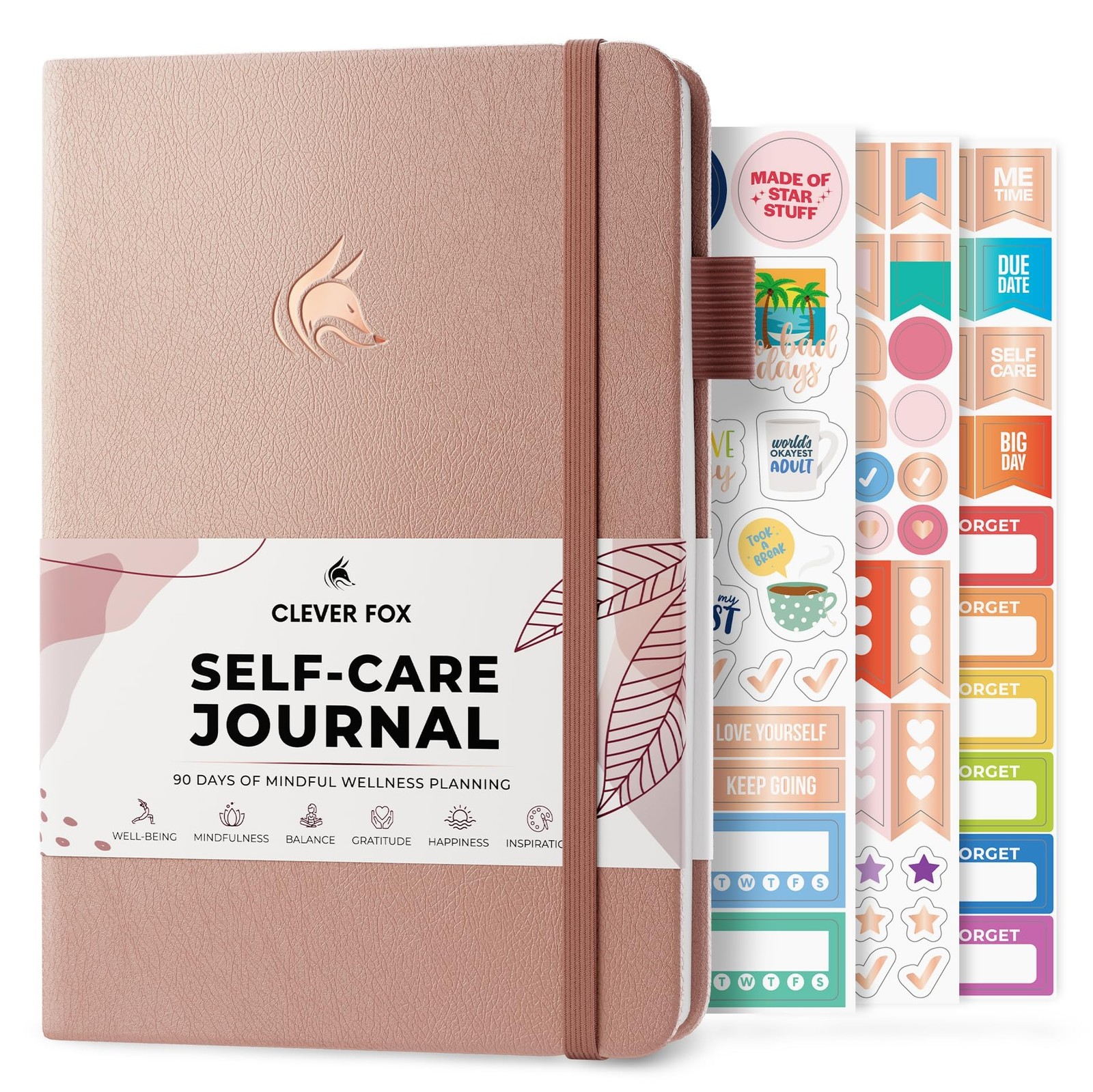 Clever Fox Self-Care Journal – Daily Reflection A5 (5.8” x 8.3”), Rose Gold