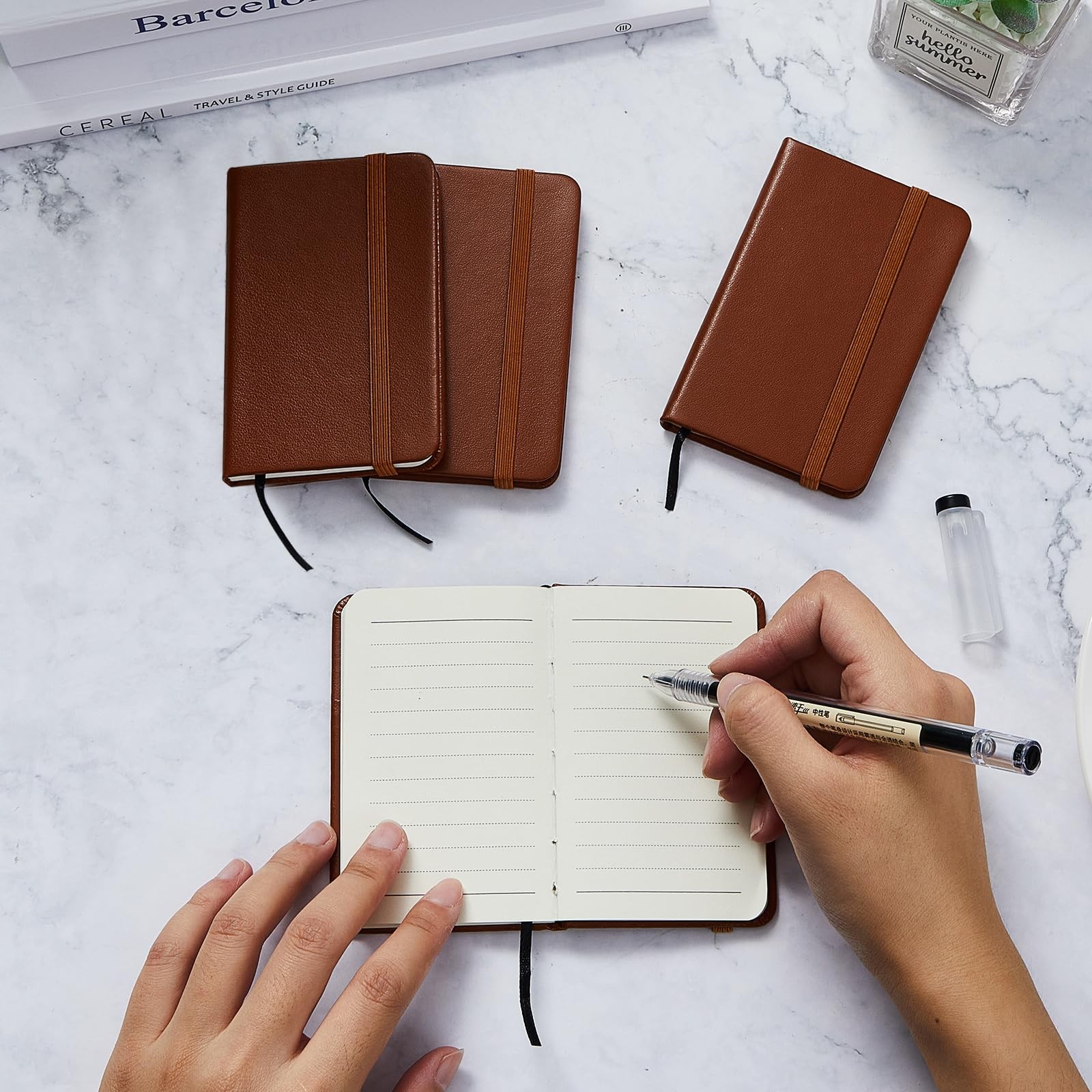 Pcs Hardcover Leather Pocket Notebook x 2.5 Inch Small Notebook 50 4 Brown