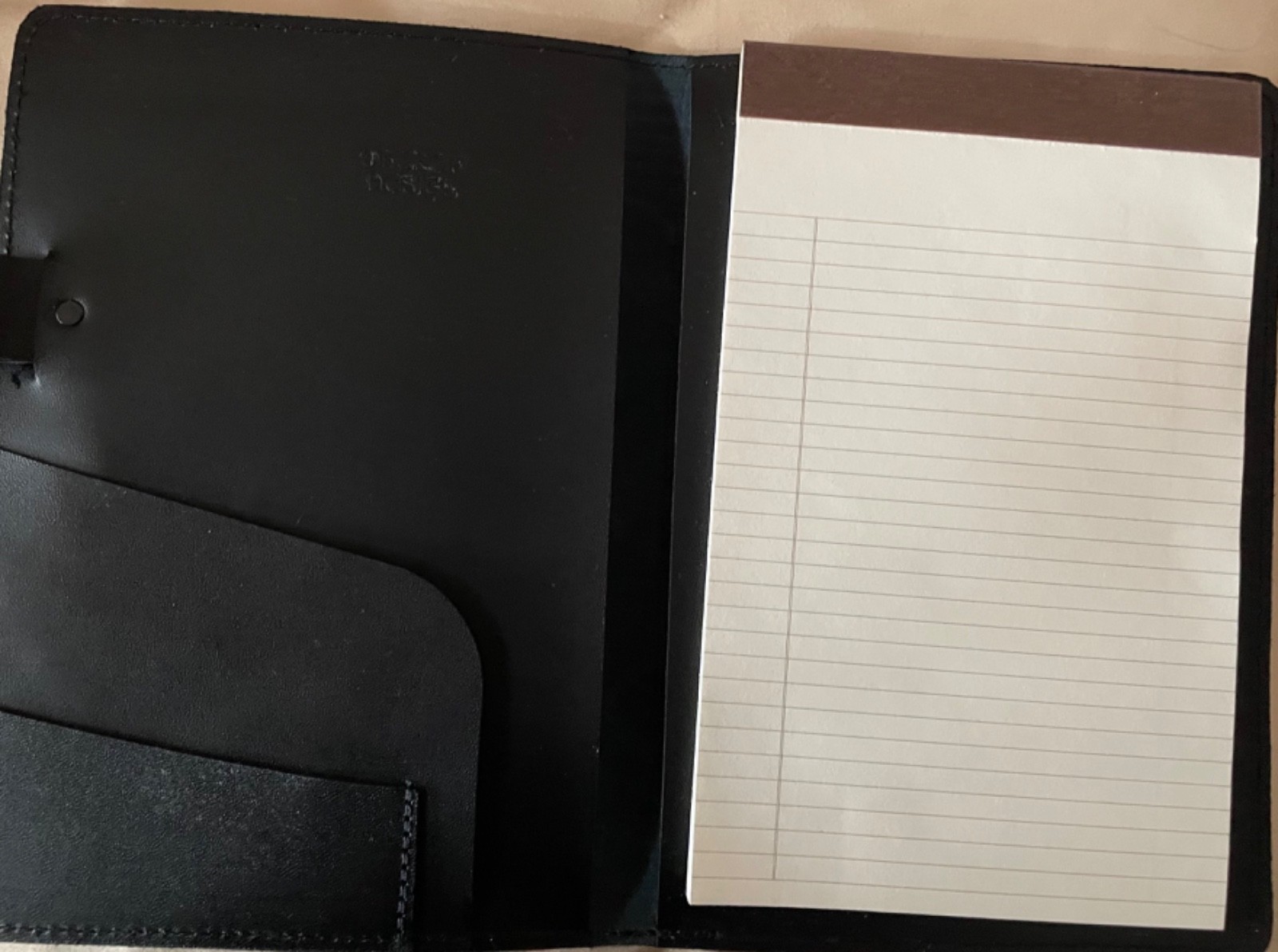 Oberon Design Leather Small Portfolio Cover Hokusai Wave in Navy