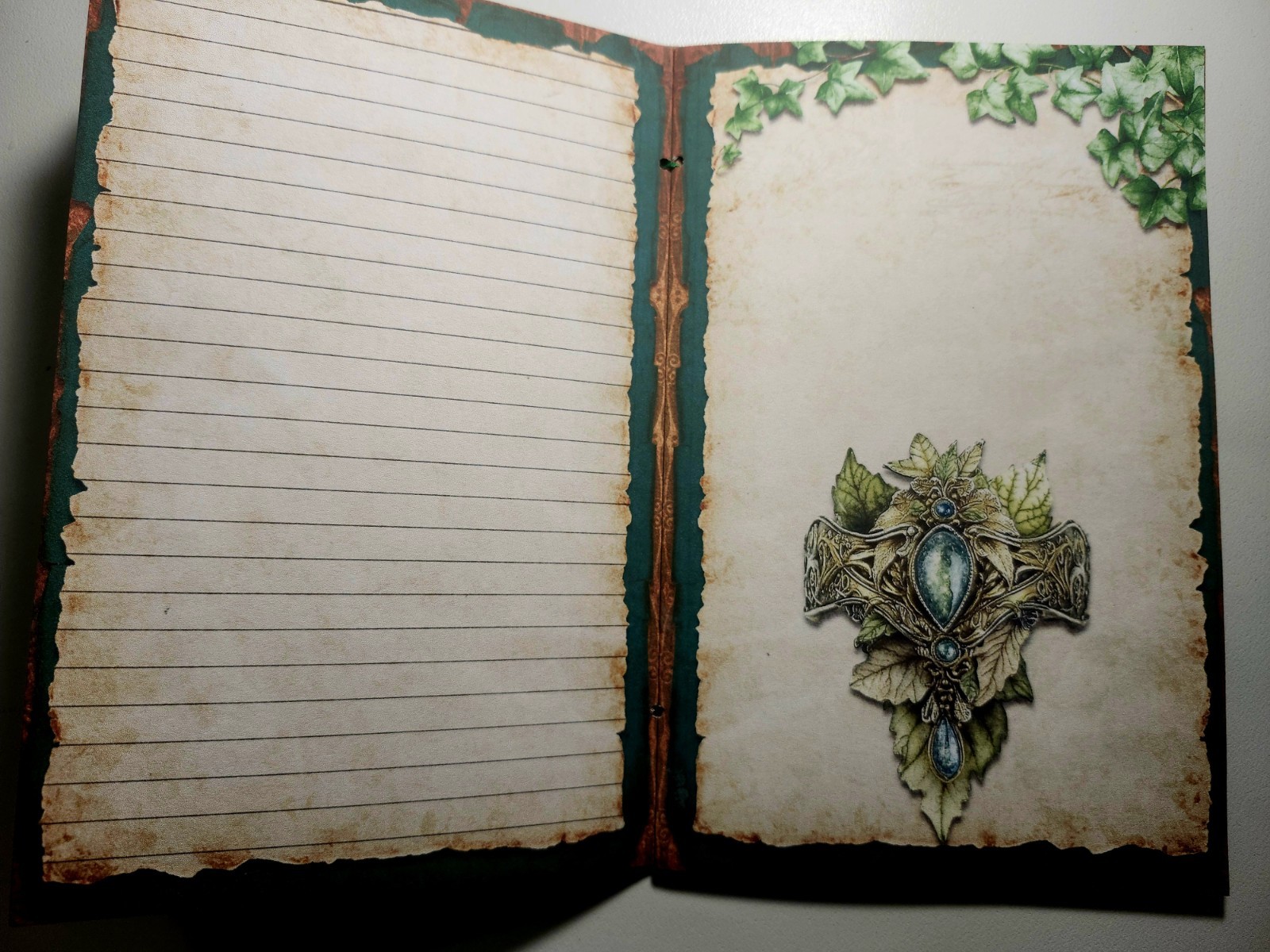 Junk Journal Blank Booklet “FANTASY FOREST” Handmade Fairies Lg 8.5″x5.5″ 40pg