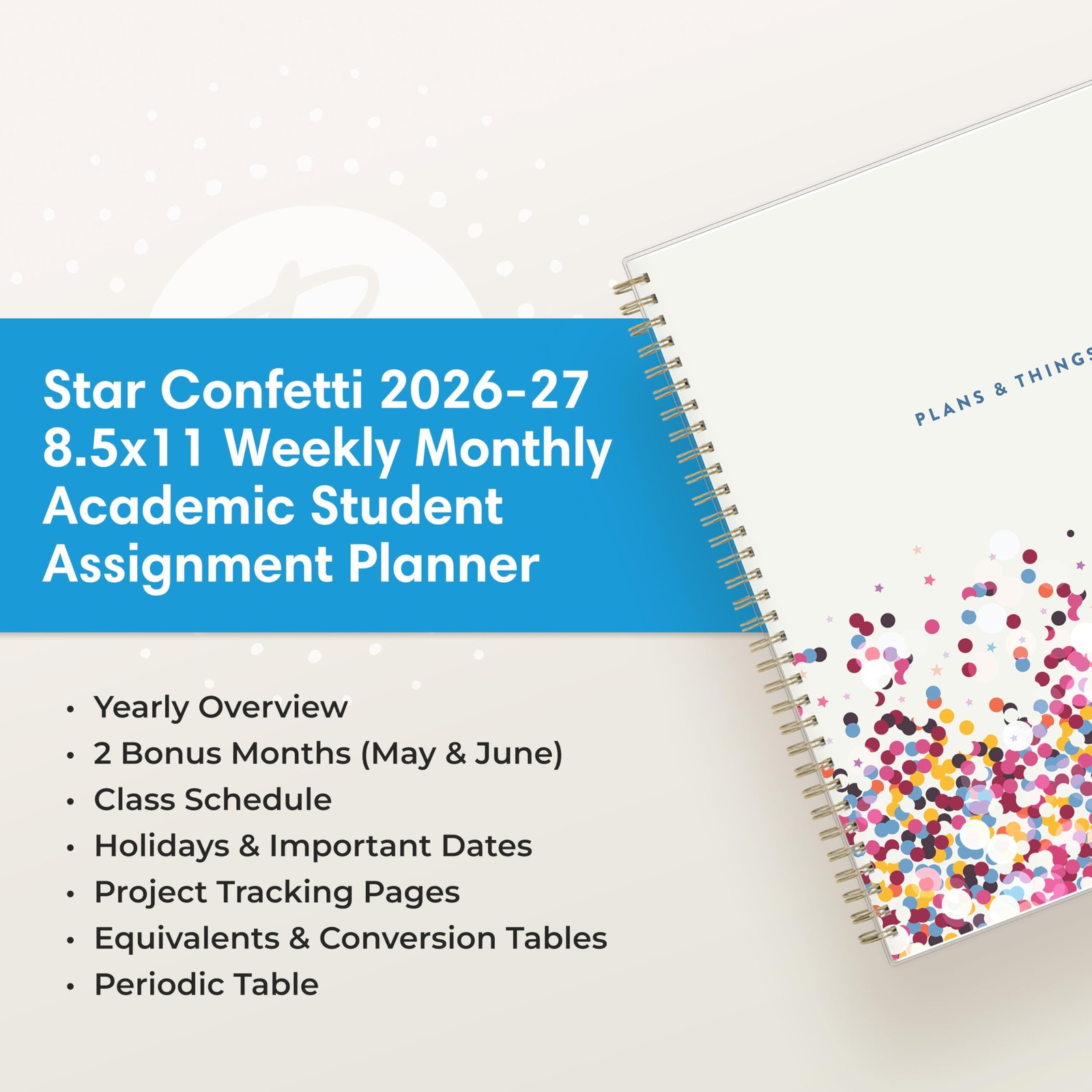 2026-2027 Weekly and Monthly Academic Year Student Planner Calendar, July 202…