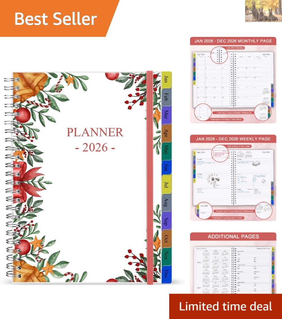 2026 Weekly & Monthly Planner – 6.25″ x 8.25″, Flexible Cover and Inner Pocket