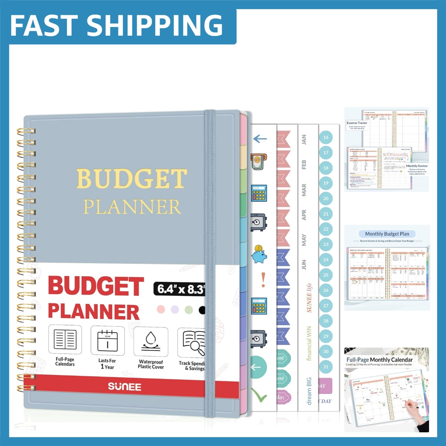 Undated Monthly Budget Book with Waterproof Cover – A5 Financial Organizer