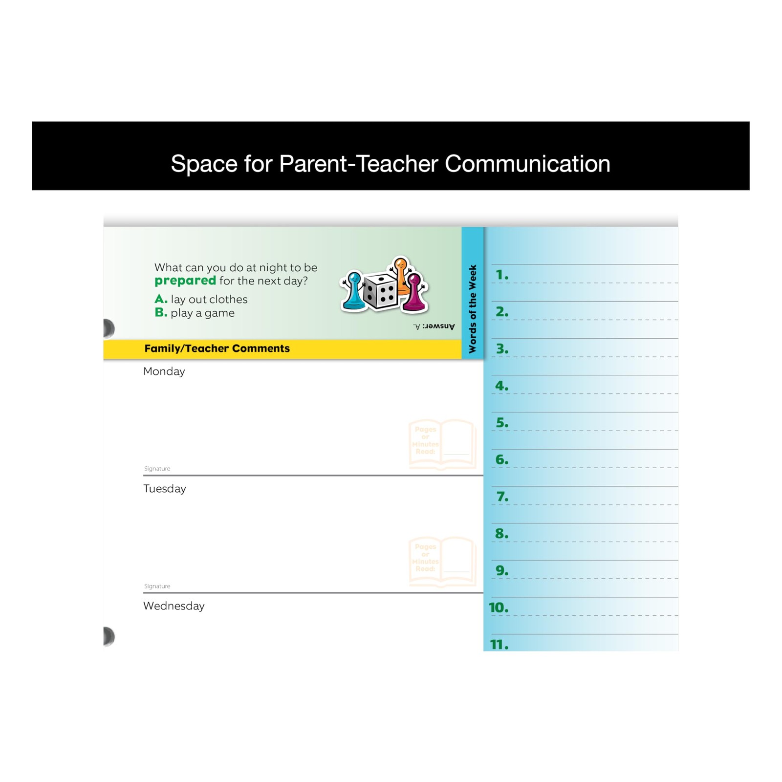 Academic Planner for Kids Ages 5-9, Primary Block Cover, 8.5″ x 11″, Green