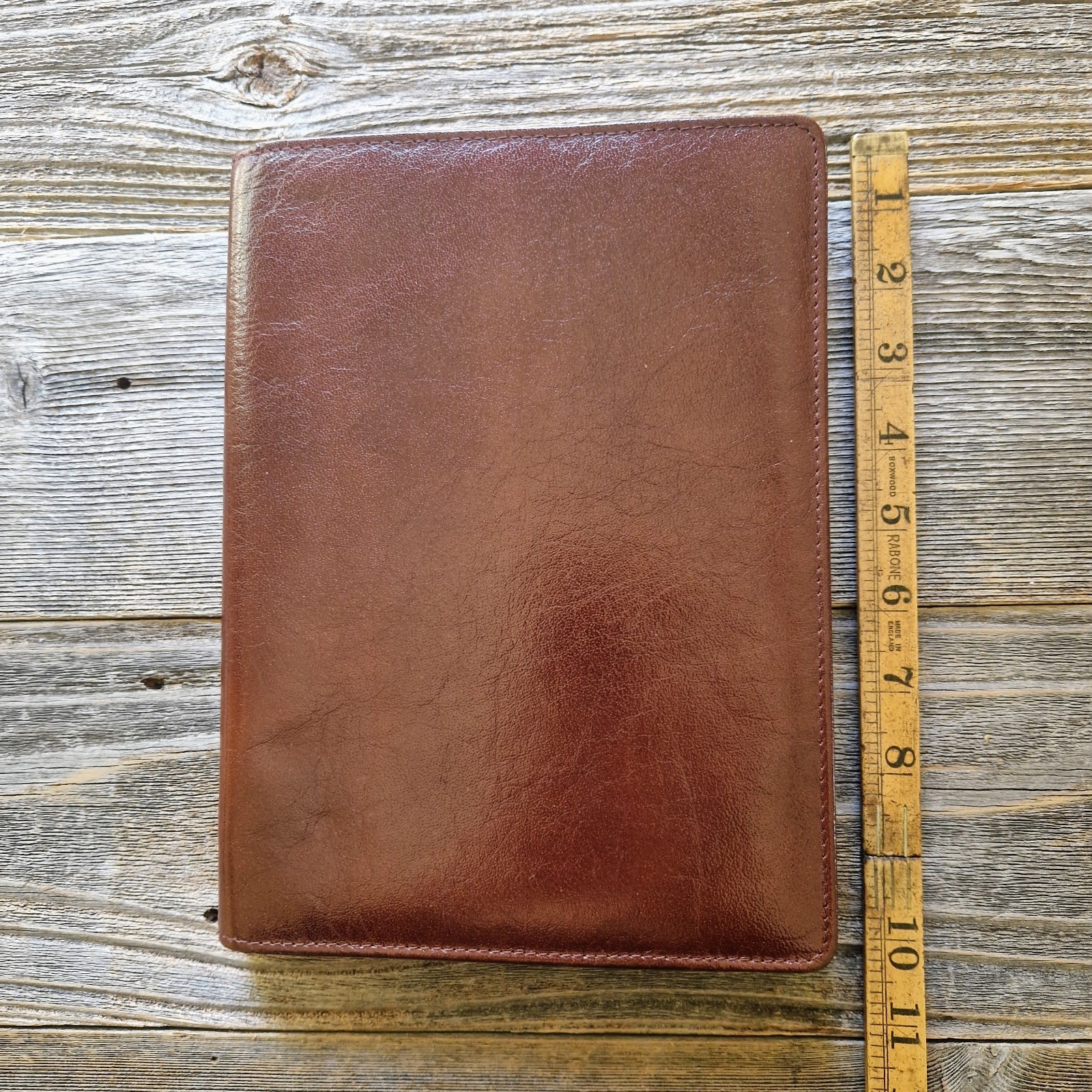 Van der Spek Luigi Raphael A5 Zip Chestnut Leather Writing Case w/ Notepad