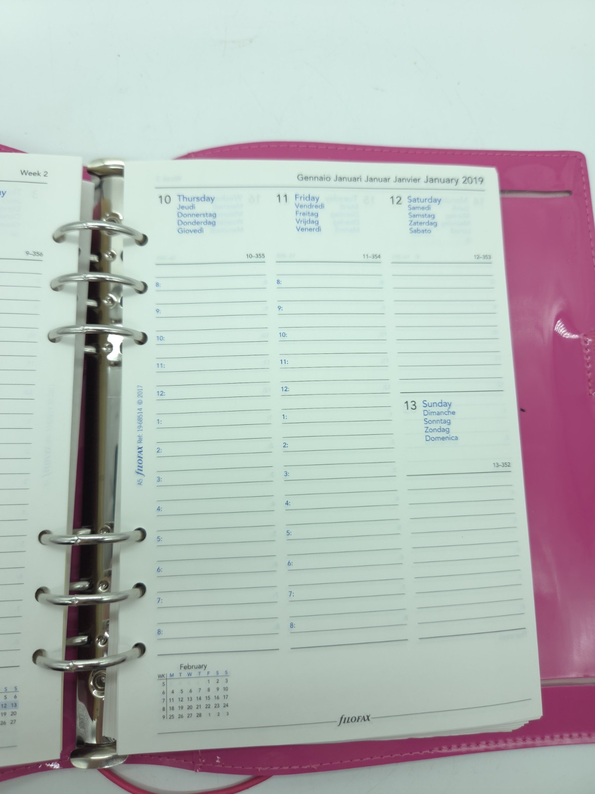 Filofax Domino Soft Patent A5 Organizer Hot Pink Planner