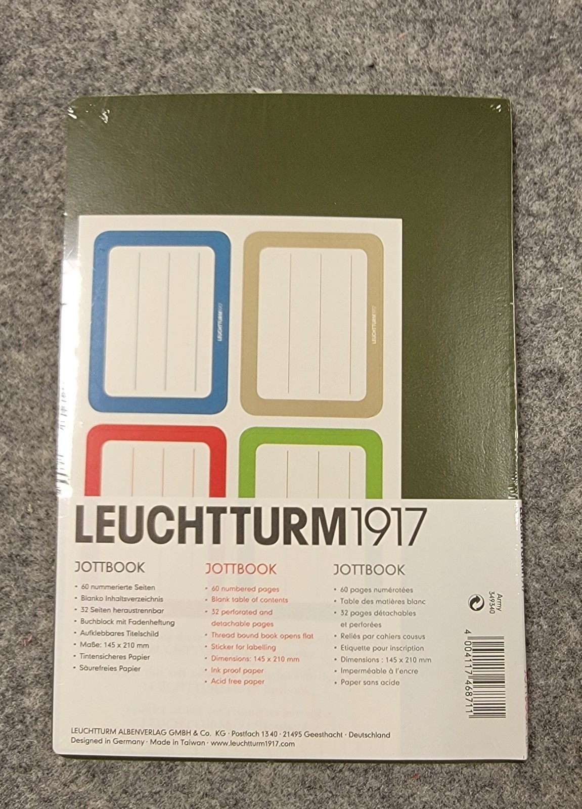 NEW Leuchtturm 1917 Jottbook Ruled Army Green