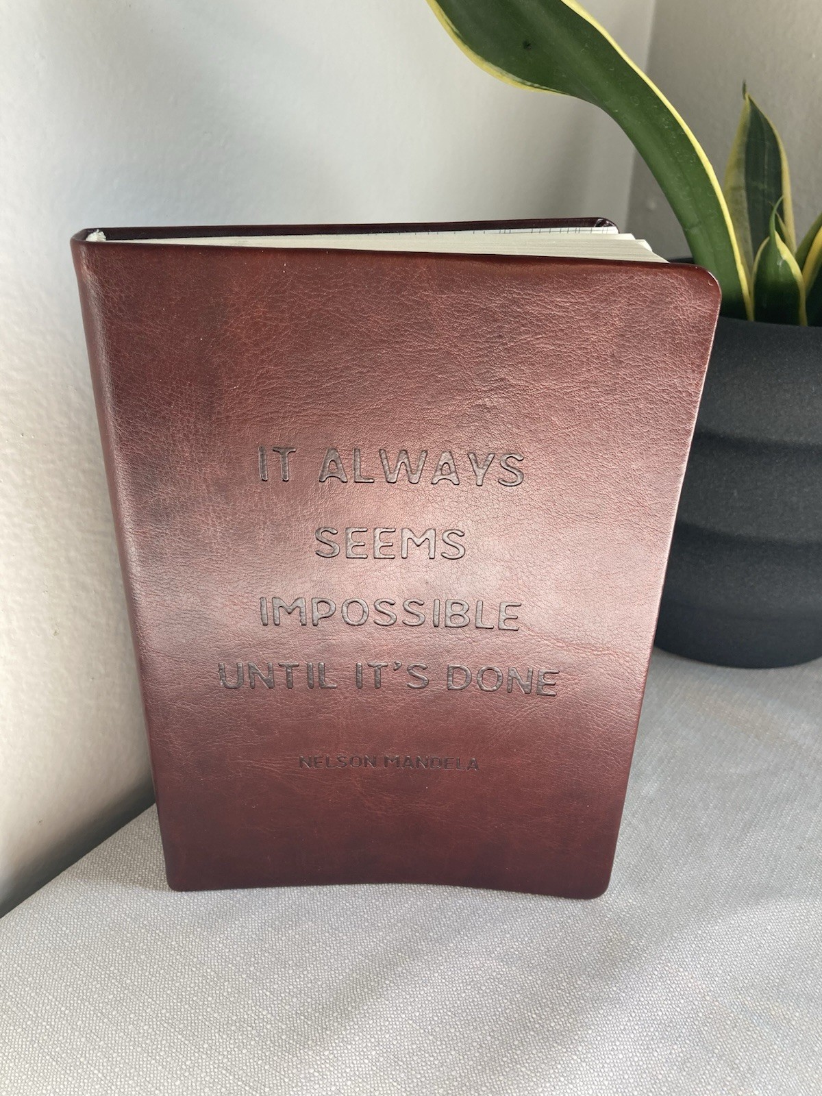 Inspirational Notebook, Faux Leather Bound, 123 Pages, With Ribbon Bookmark