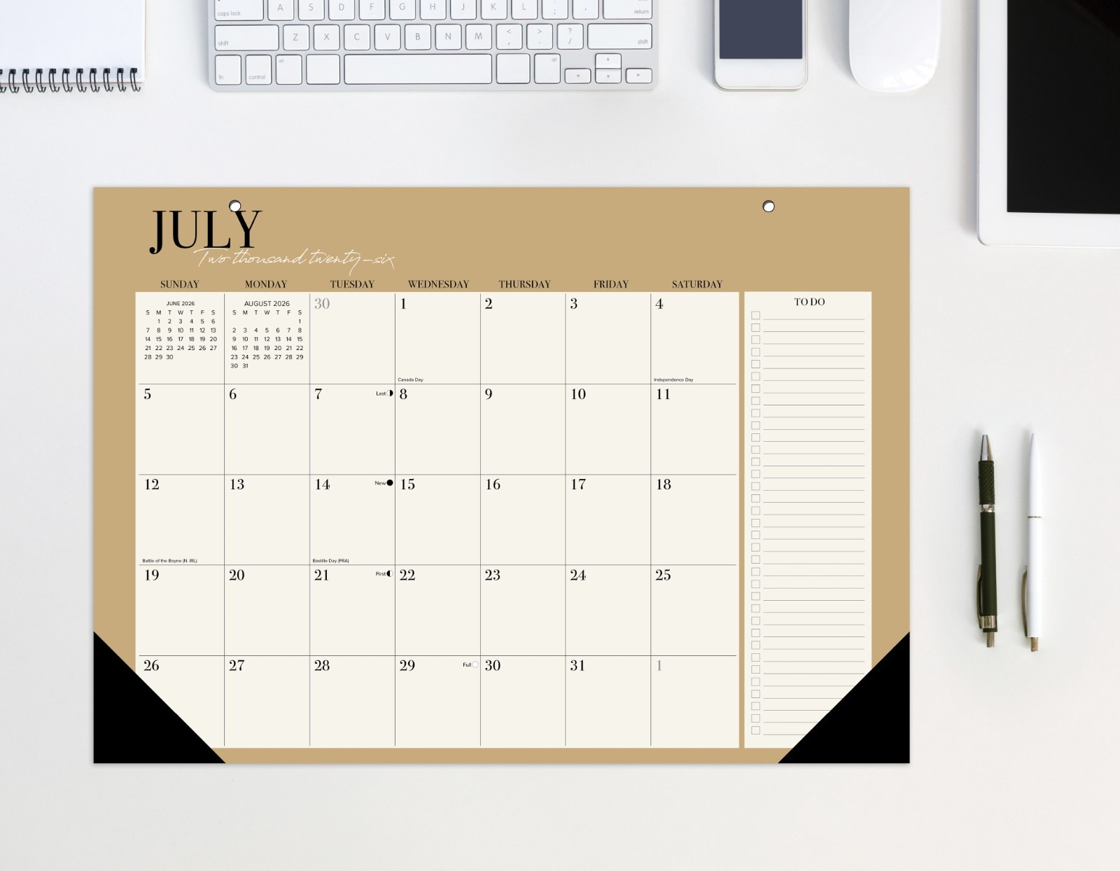 Urban Chic Academic Year July 2026 – June 2027 17″ x 12″ Small Monthly Deskpad
