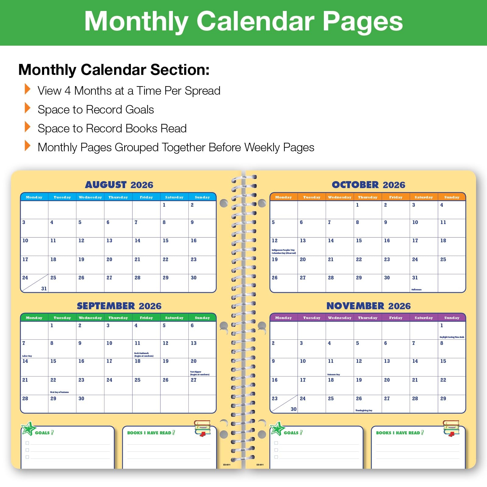 Global Datebooks 2026-2027 8.5 inches x 11 inches, Space Happy Planets