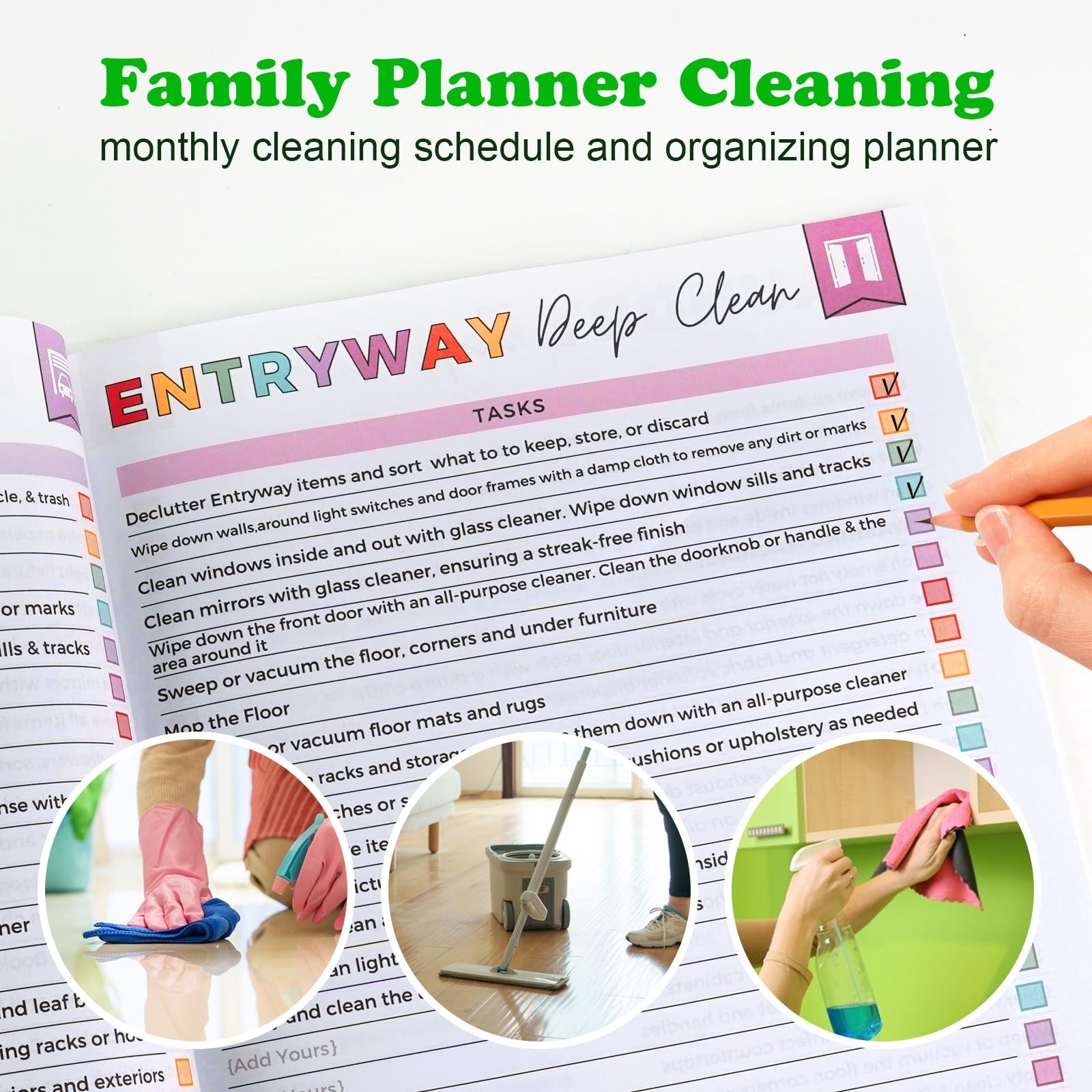 Adhd Cleaning Planner Colorful For Adults Teens, Undated Daily, Weekly, Monthly