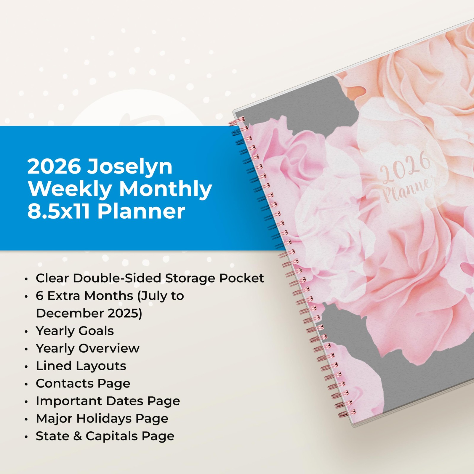 Blue Sky 2026 Weekly and Monthly Planner Calendar, 8.5″ x 11″, Joselyn- 2026