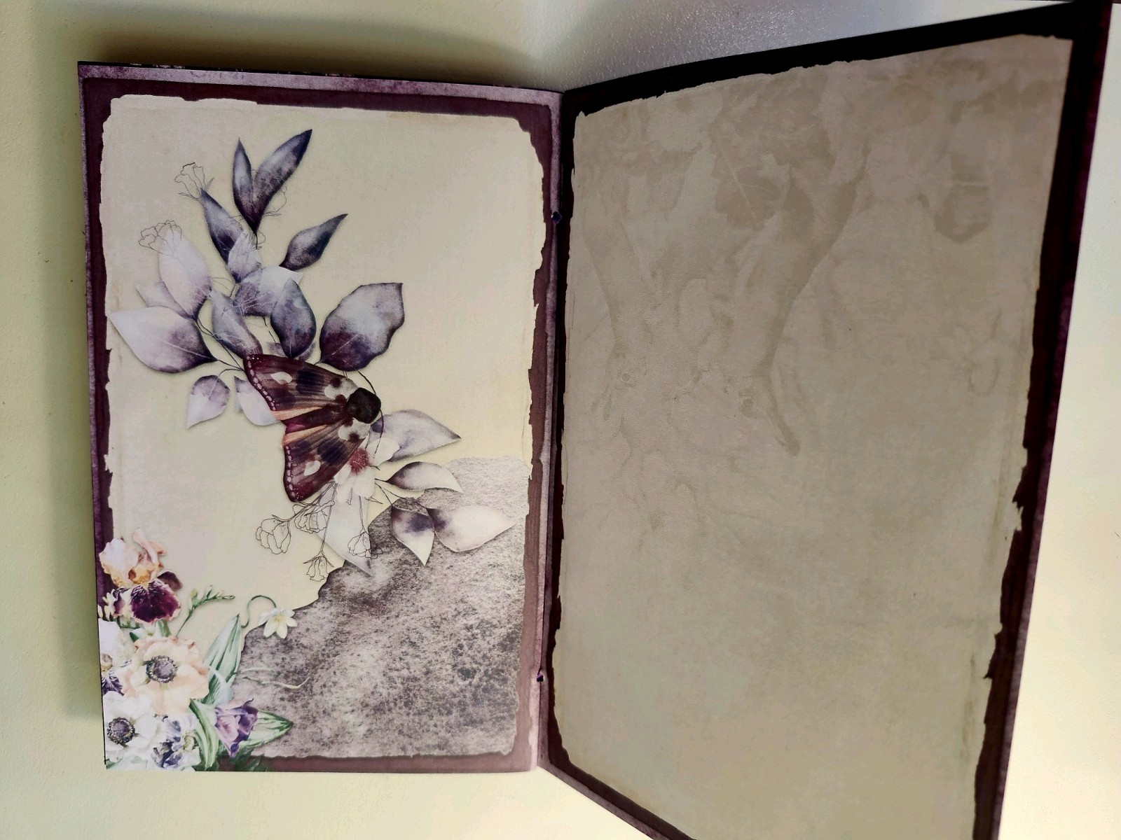 Junk Journal Blank Booklet “MOON GARDEN” Handmade Lg 8.5″x5.5″ 40pgs Lunar Phase