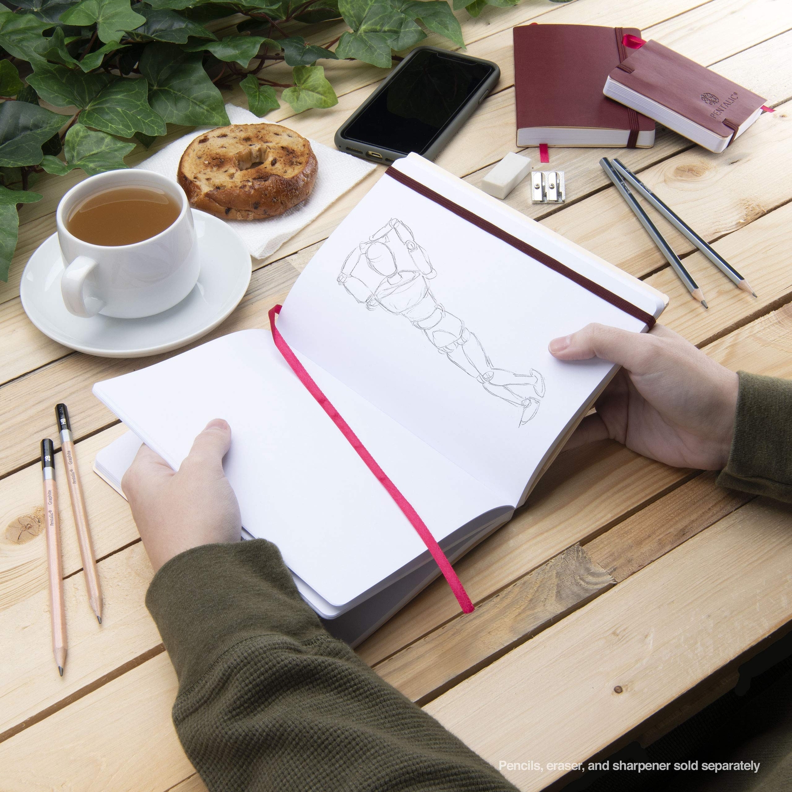 4″ x 6″ Pocket Sketchbook Traveler Journal 160 Pages Burgundy