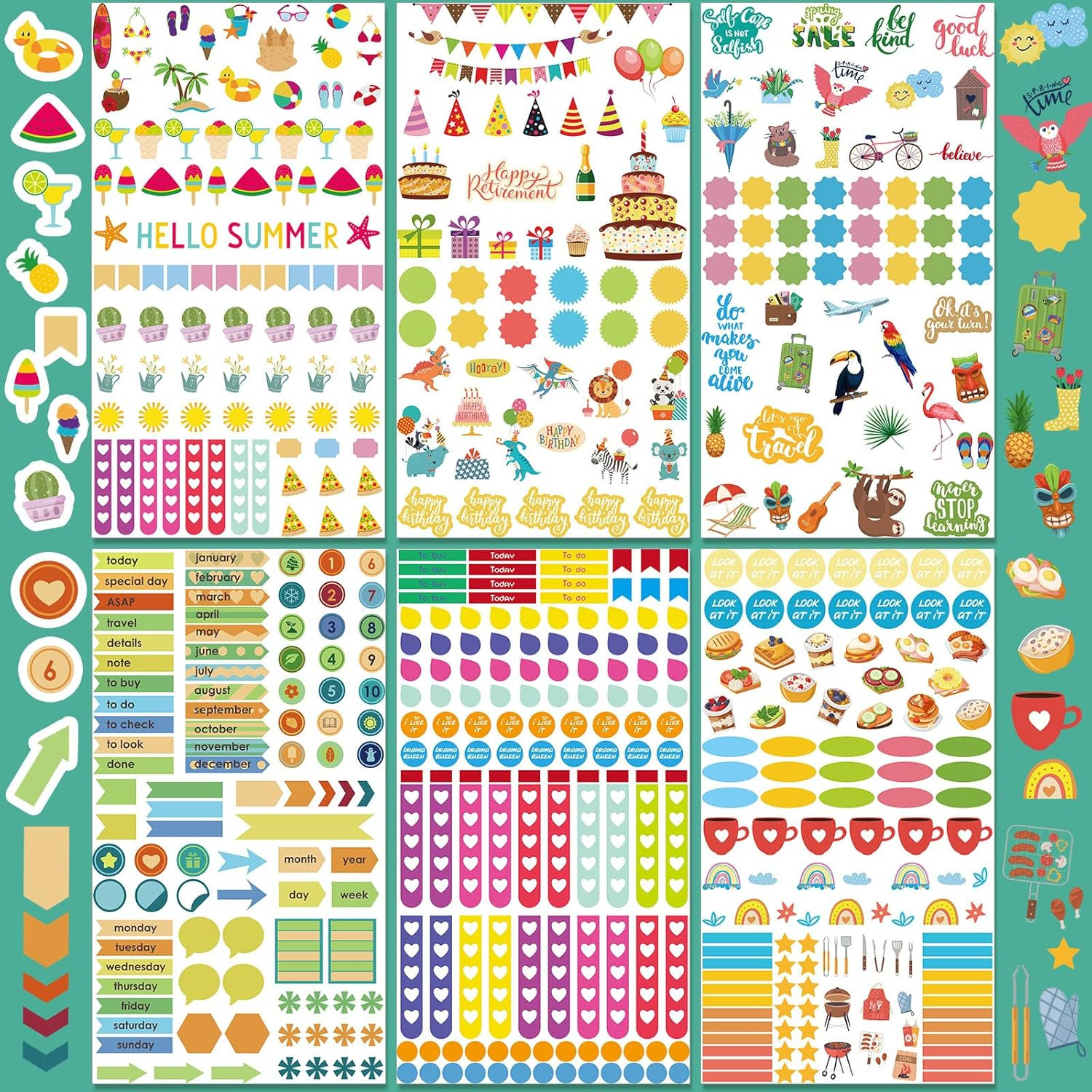24 Sheets 1700+ Planner Holiday Seasonal Stickers Cute Planner Daily Sticker Pac