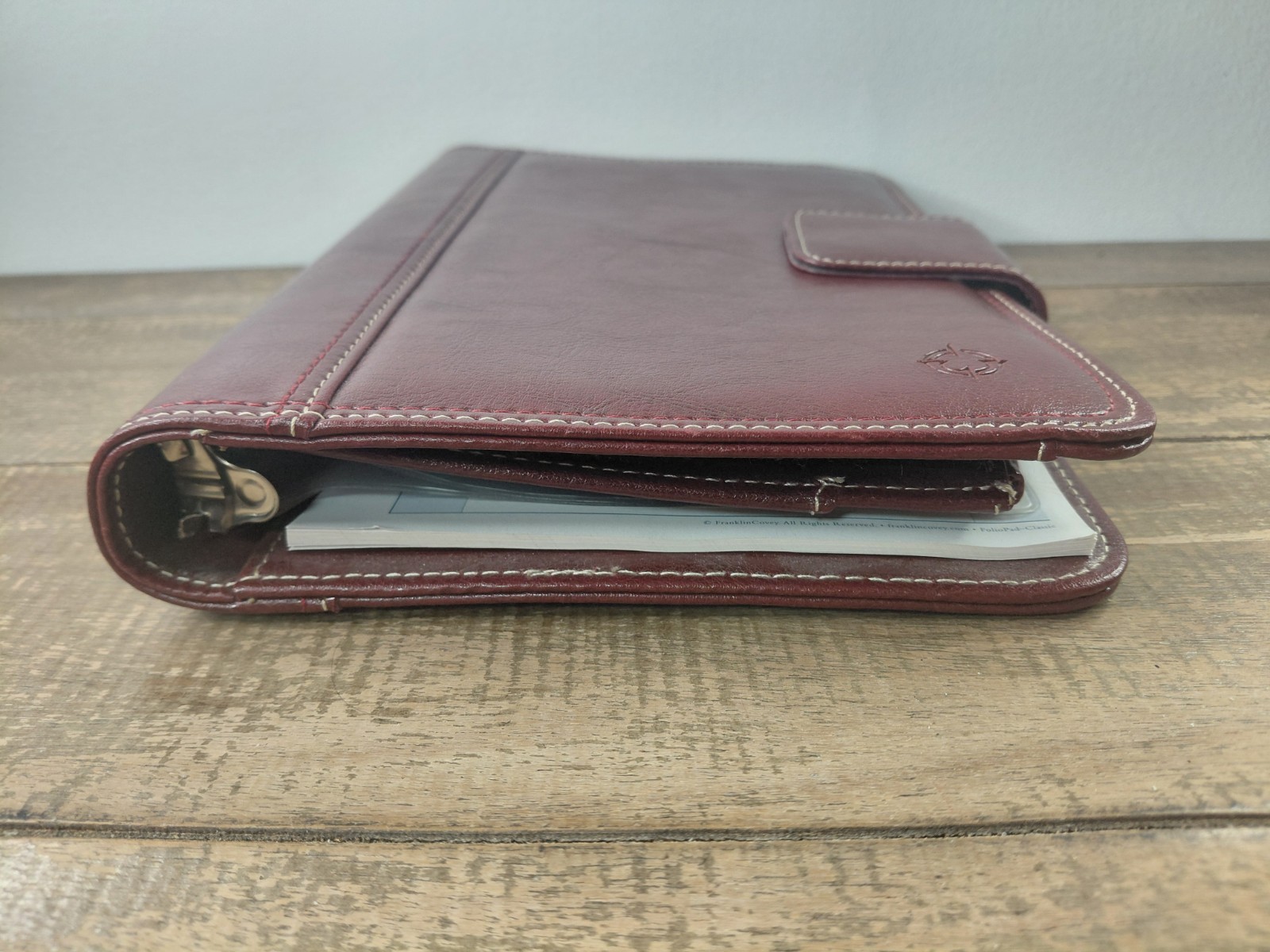 Franklin Covey 7-Ring Binder Magnetic Snap Closure Burgundy Faux Leather Planner