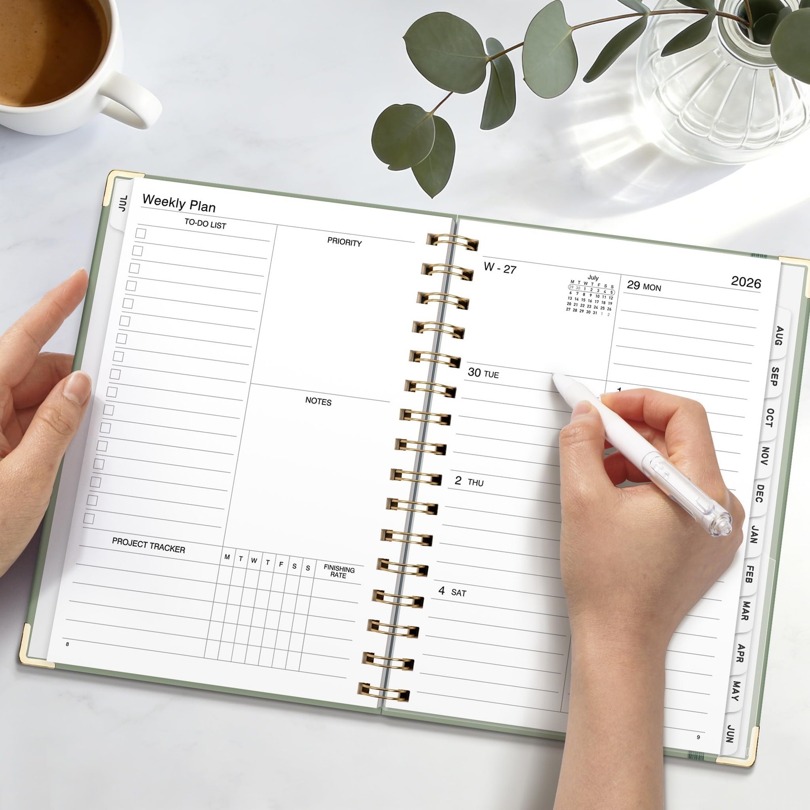 LOAPEM Academic Planner 2026-2027, Weekly A5 Size (5.7″ x 8.3″), Light Green
