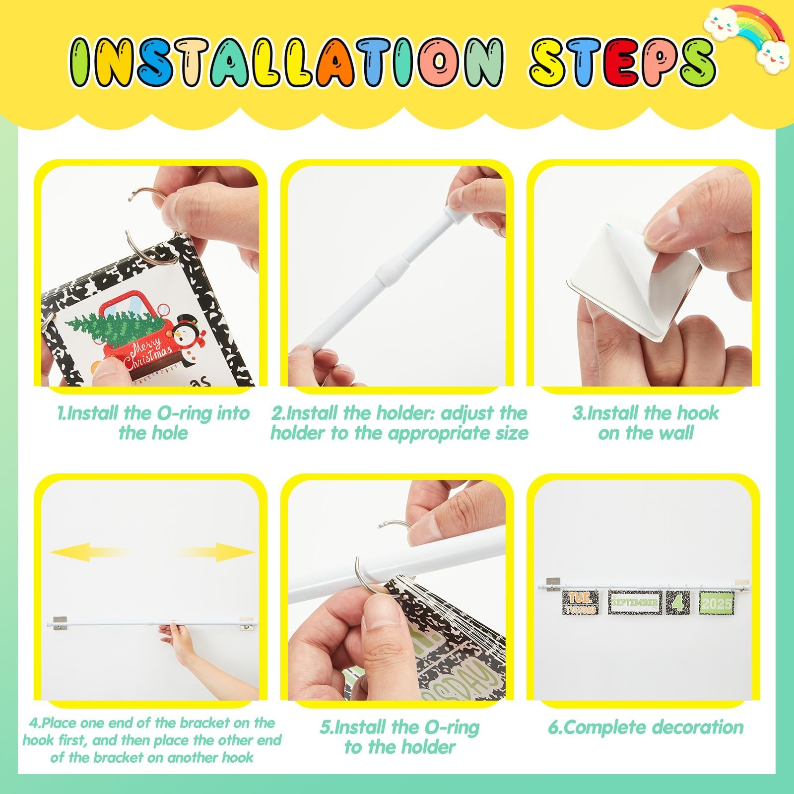 65 PCS 2026 Composition Notebook Flip Calendar Bulletin Board Set Date Cards