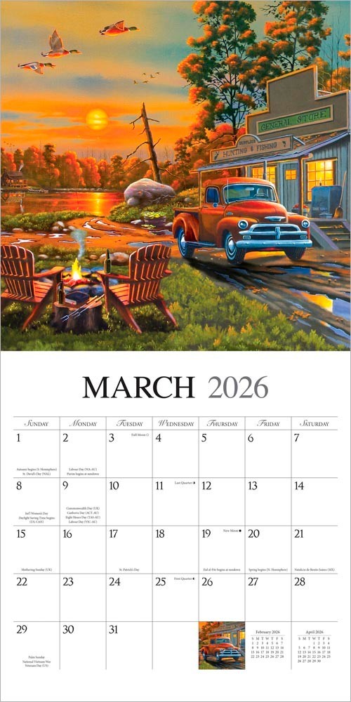 Vintage Country | 2026 12×24″ (Hanging) Square Wall Calendar | Plastic-Free