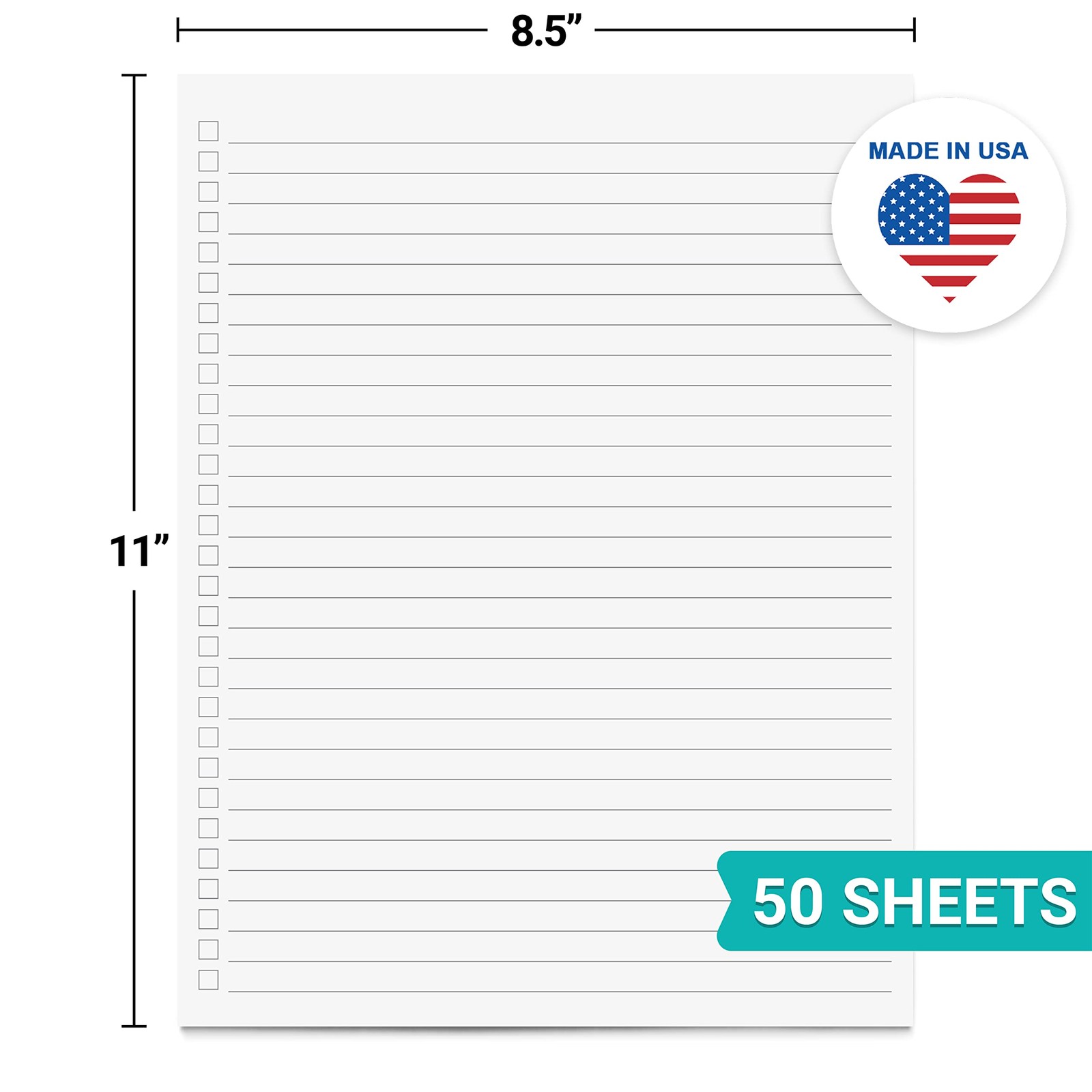 Checklist Notepad – (8.5″ x 11″) Wide-Ruled Letter Size, to-Do’s Notepad Tear…