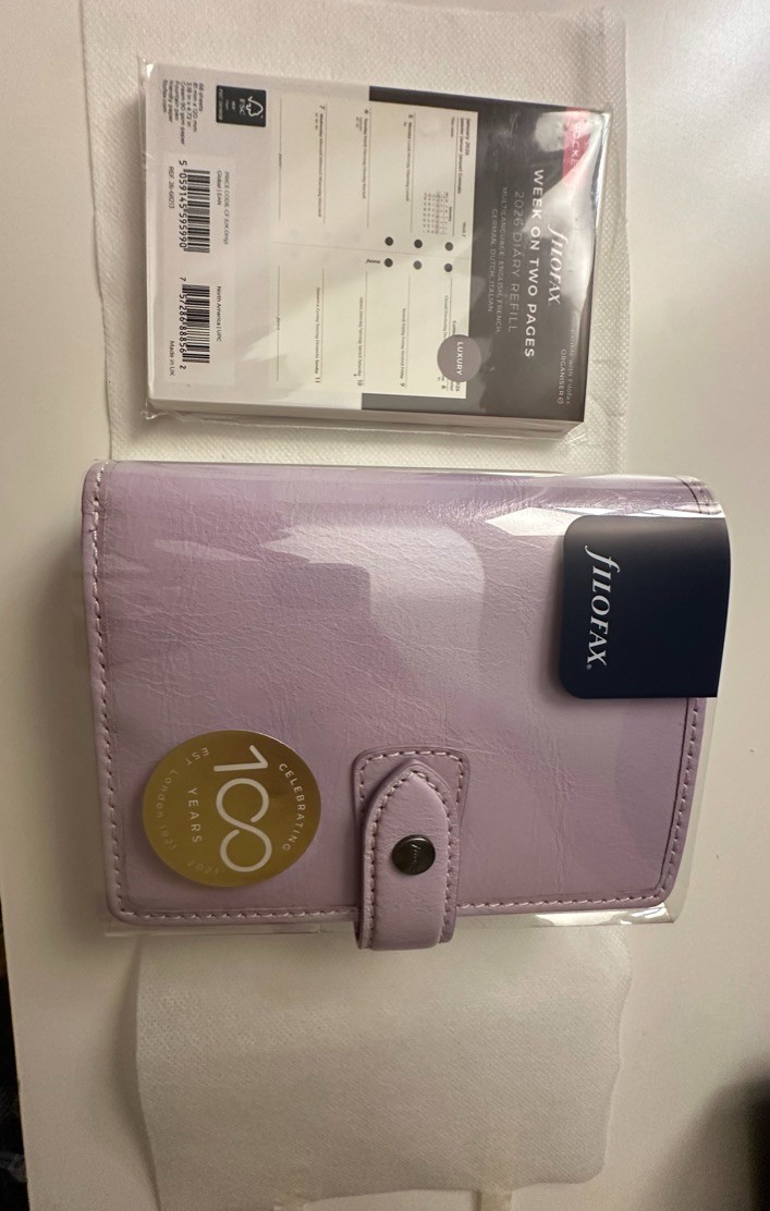 NEW FiloFax Malden Pocket Size Organizer Lilac Full Grain Buffalo Leather