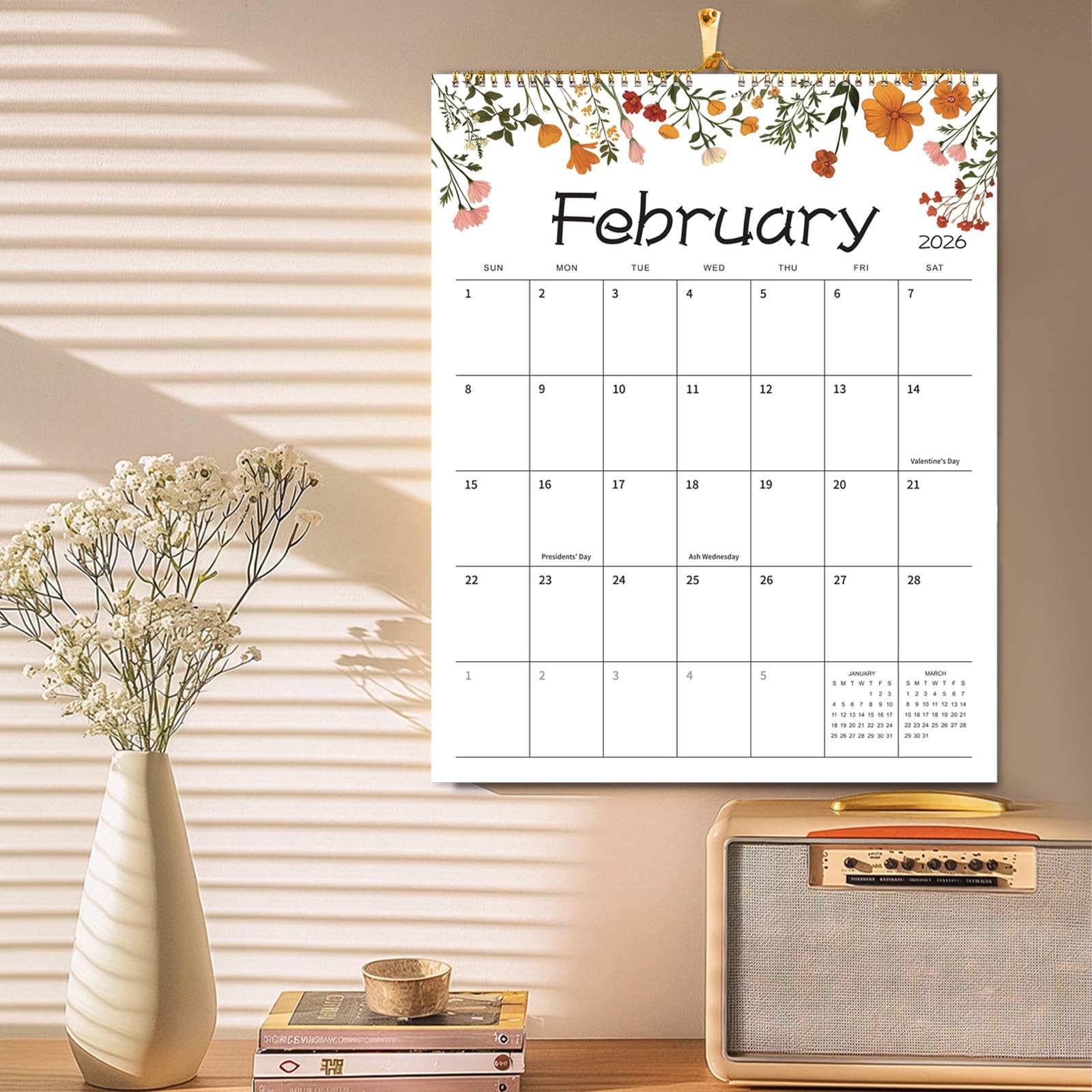 Wall Calendar 2026-2027 – 15″ x 12″ Monthly 15×12 inches, colourful