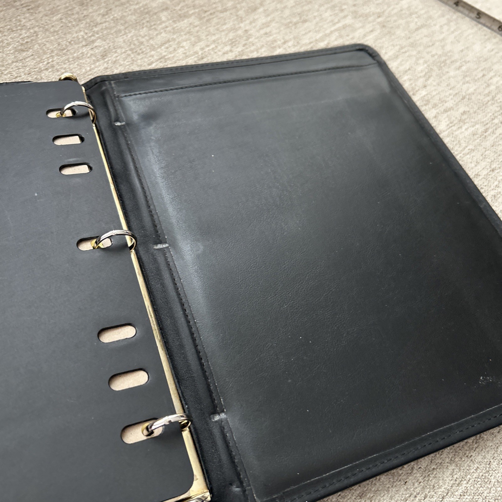 McKinley Made In America Black Leather Open 3-Ring Binder/Organizer/Legal Folio