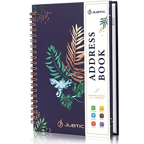Hardcover Address Book with Alphabetical Tabs, Spiral Bound Premium Dark Blue