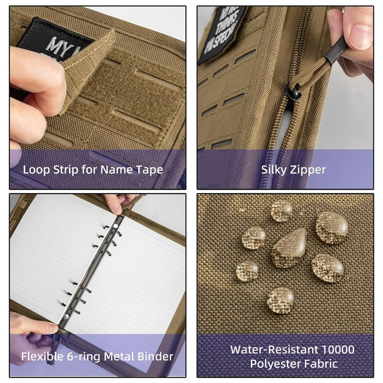 Kosibate Tactical Notebook Padfolio with Zipper, Detachable Refillable 6-Ring…