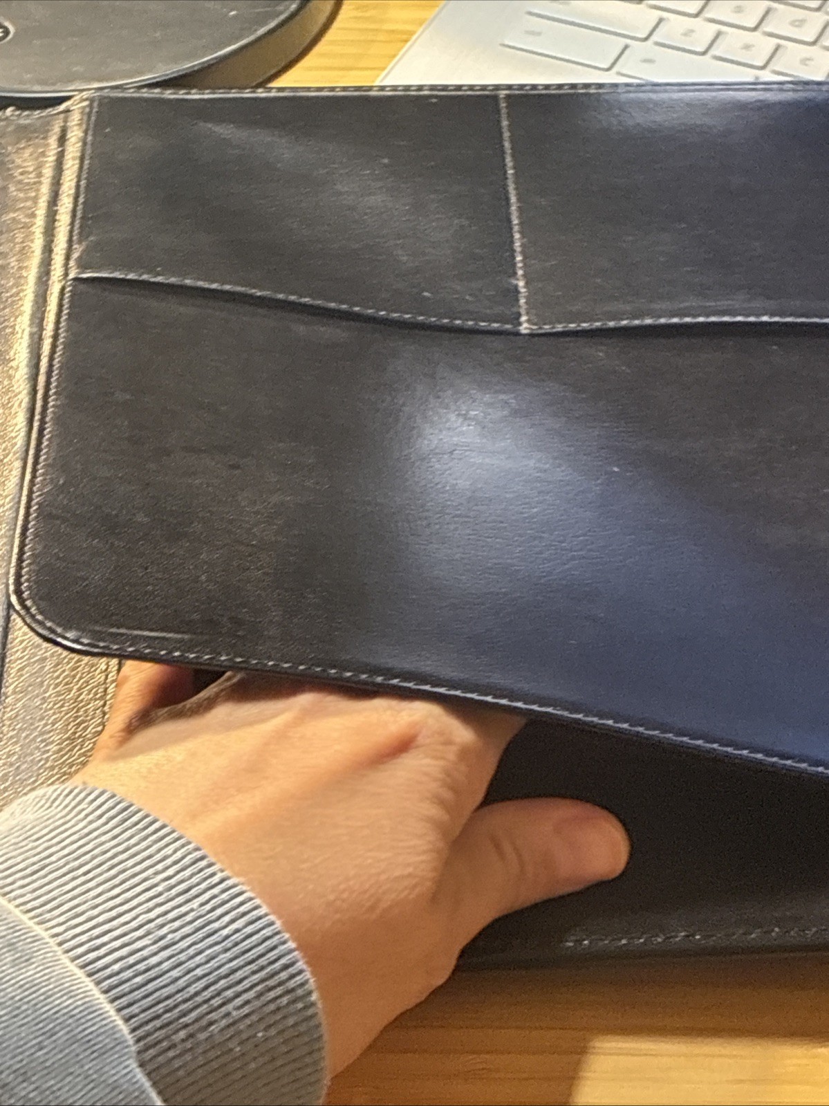 SevenKLeather Black Leather Folio Luxurious Leather Smells So Good! 12.5×10 in