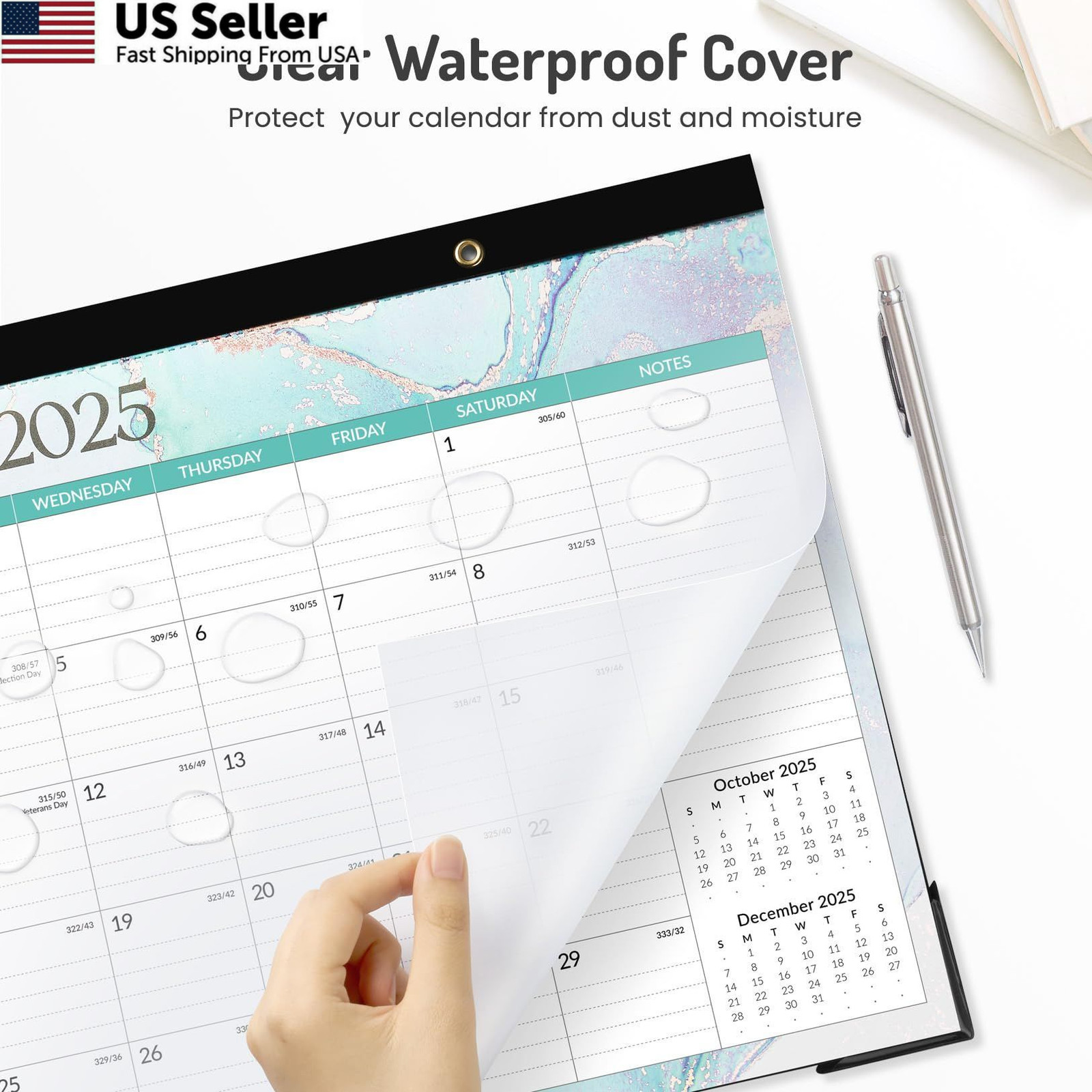 Forvencer Desk Calendar 2026, 26 Months 17 x 12″- (Nov 2025-Dec 2027), Green